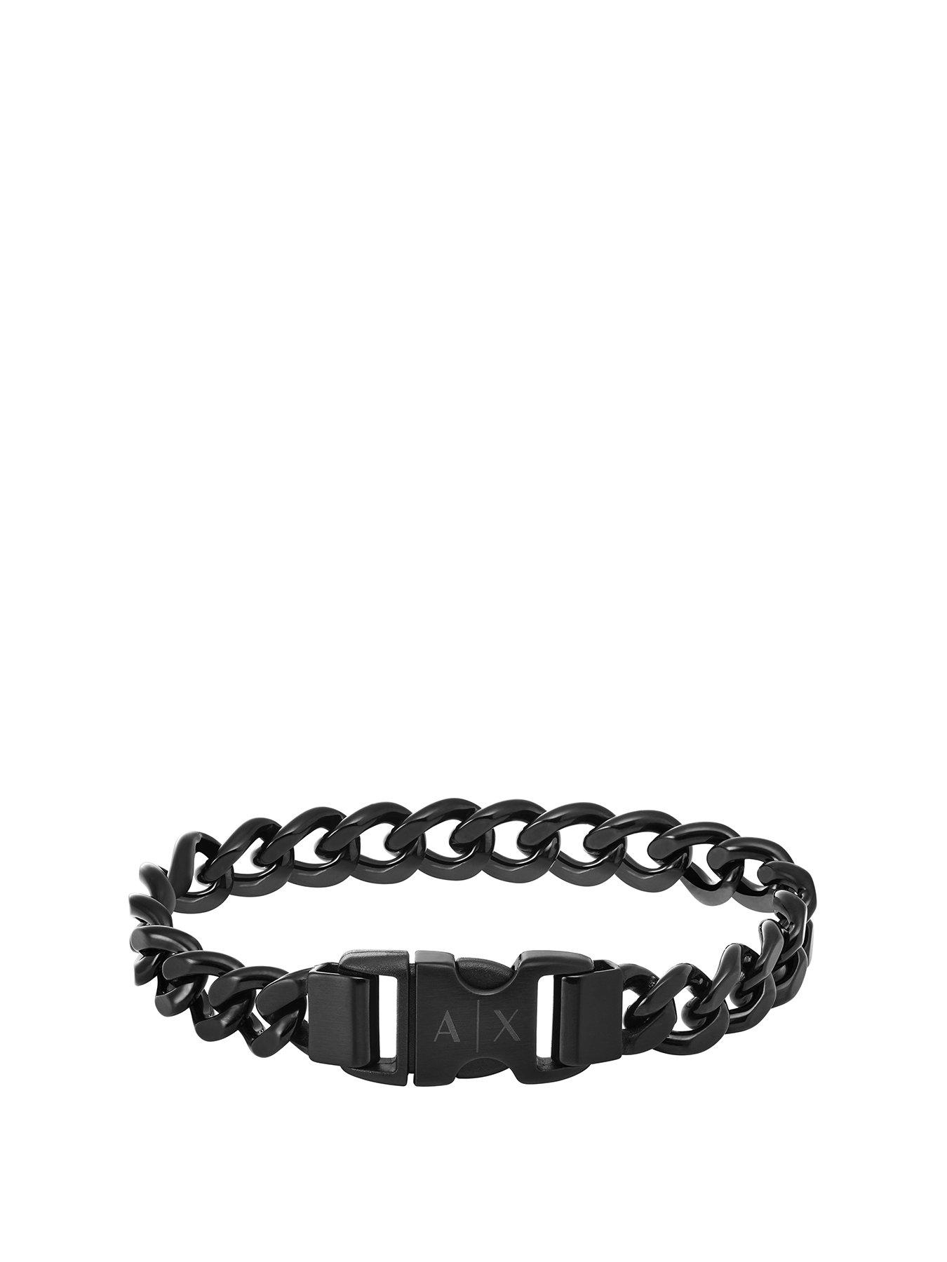 armani-exchange-mens-black-stainless-steel-chain-bracelet