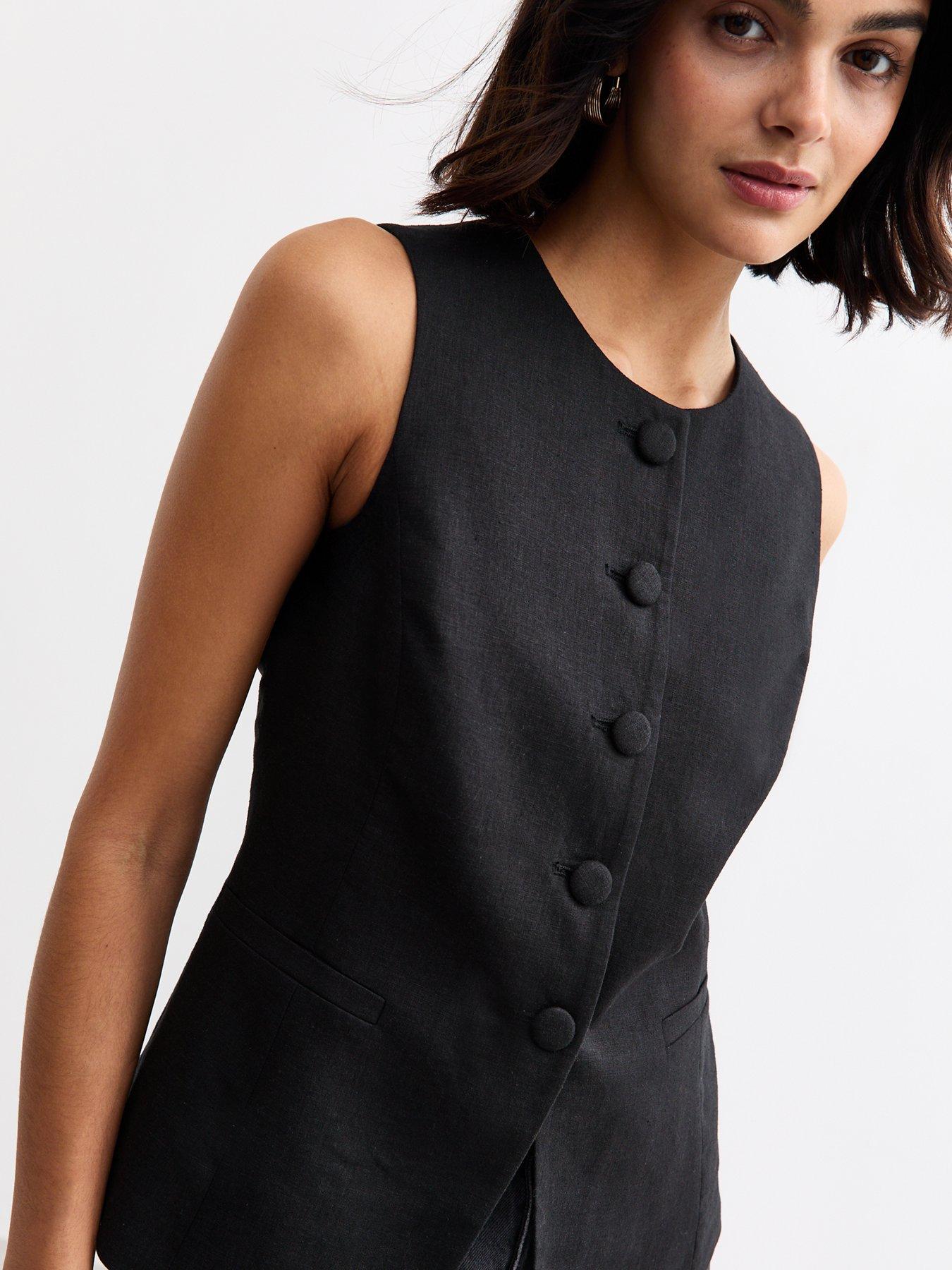 new-look-crew-neck-linen-blend-waistcoat-blackoutfit
