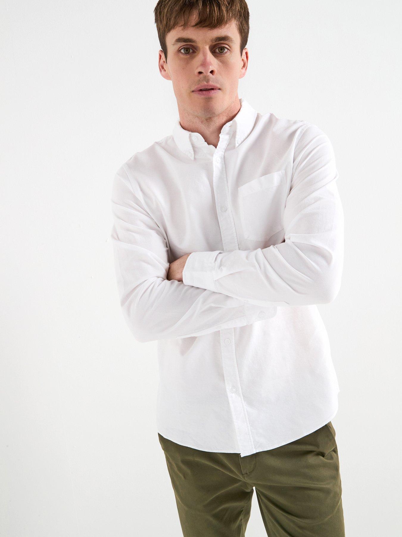 Image 1 of 6 of The Very Collection Pure Cotton Long Sleeve Button Down Oxford Shirt - White