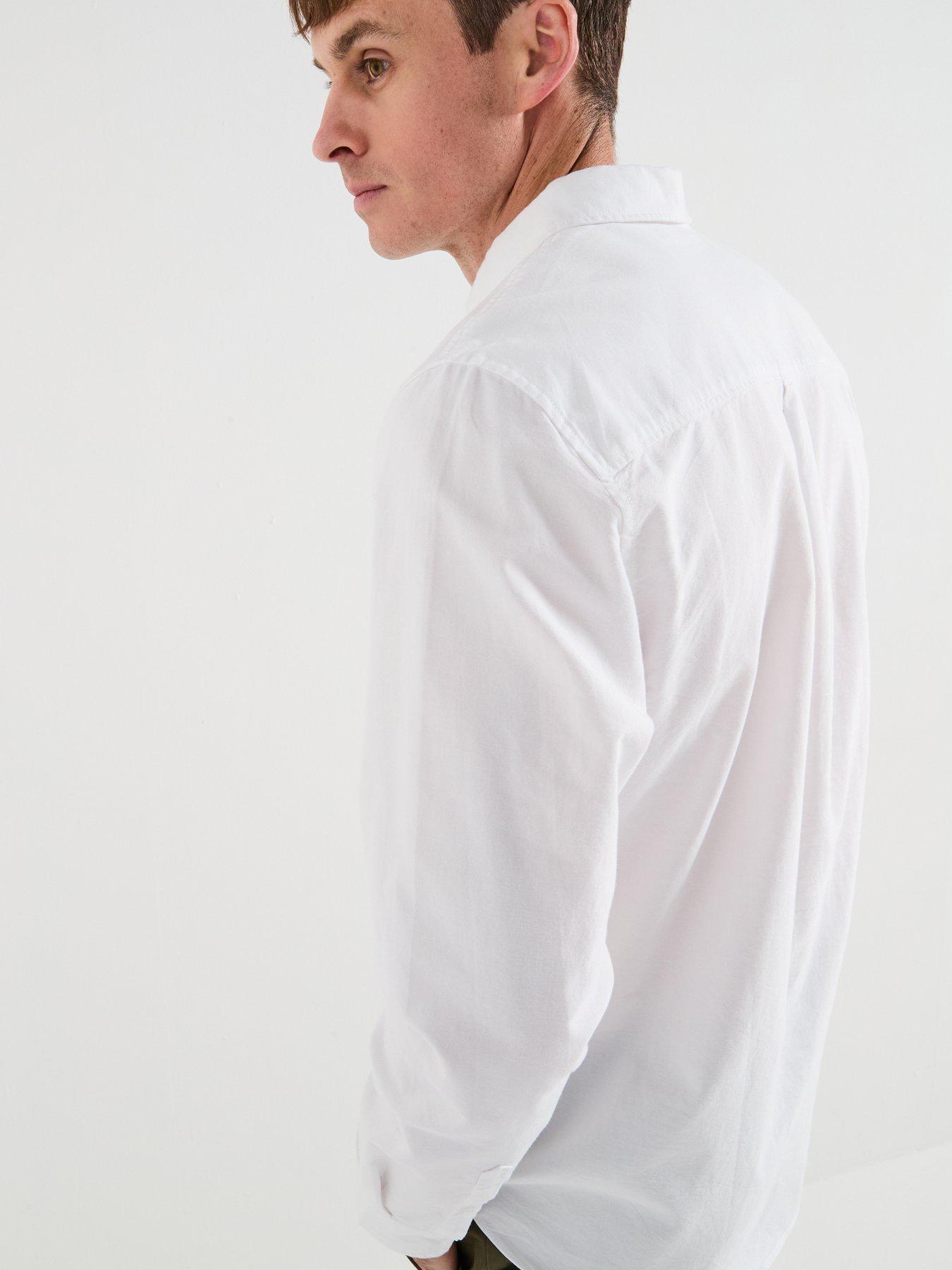 Image 2 of 6 of The Very Collection Pure Cotton Long Sleeve Button Down Oxford Shirt - White