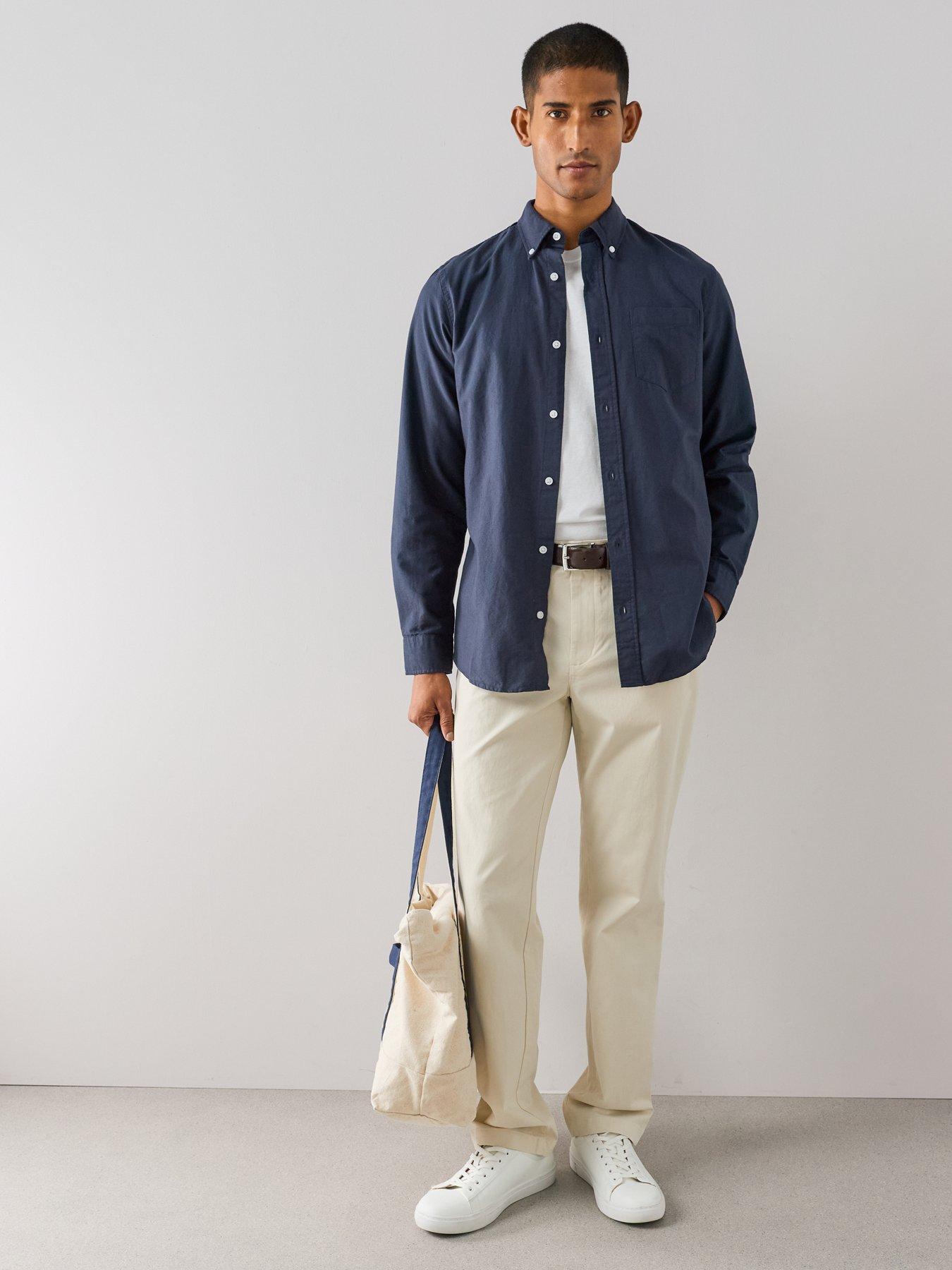 Image 3 of 6 of The Very Collection Pure Cotton Long Sleeve Button Down Oxford Shirt - Navy