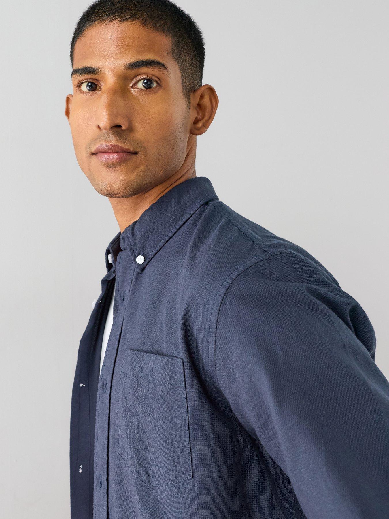 Image 4 of 6 of The Very Collection Pure Cotton Long Sleeve Button Down Oxford Shirt - Navy