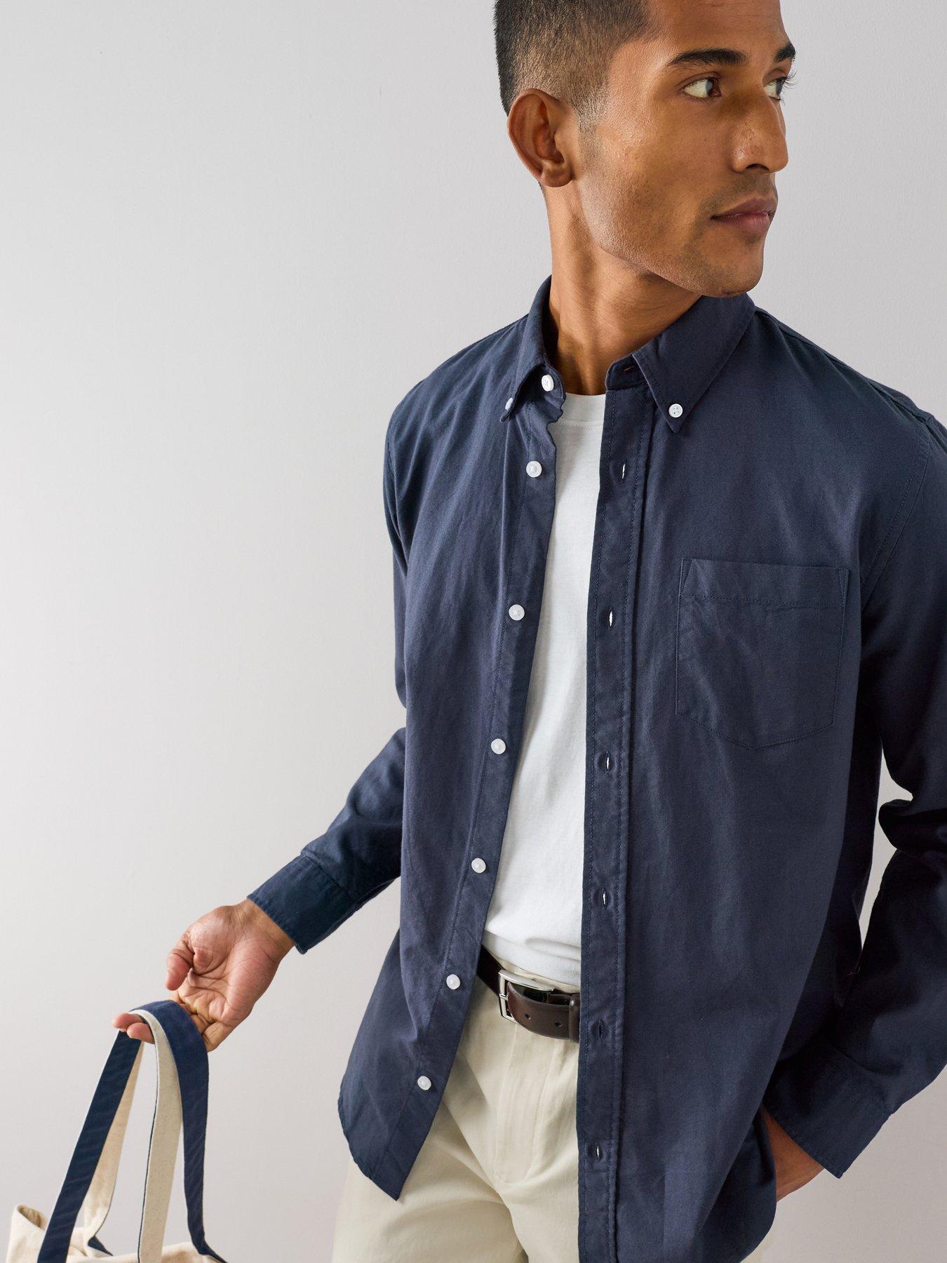 Image 5 of 6 of The Very Collection Pure Cotton Long Sleeve Button Down Oxford Shirt - Navy
