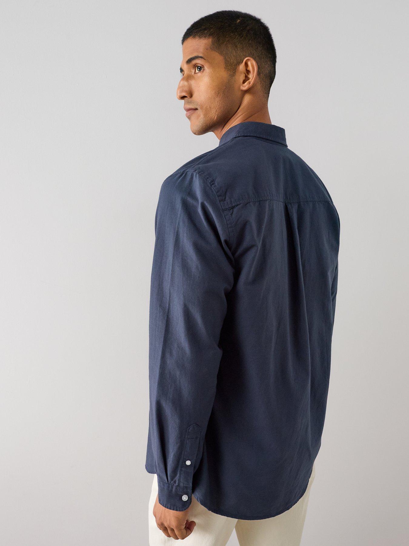 Image 6 of 6 of The Very Collection Pure Cotton Long Sleeve Button Down Oxford Shirt - Navy