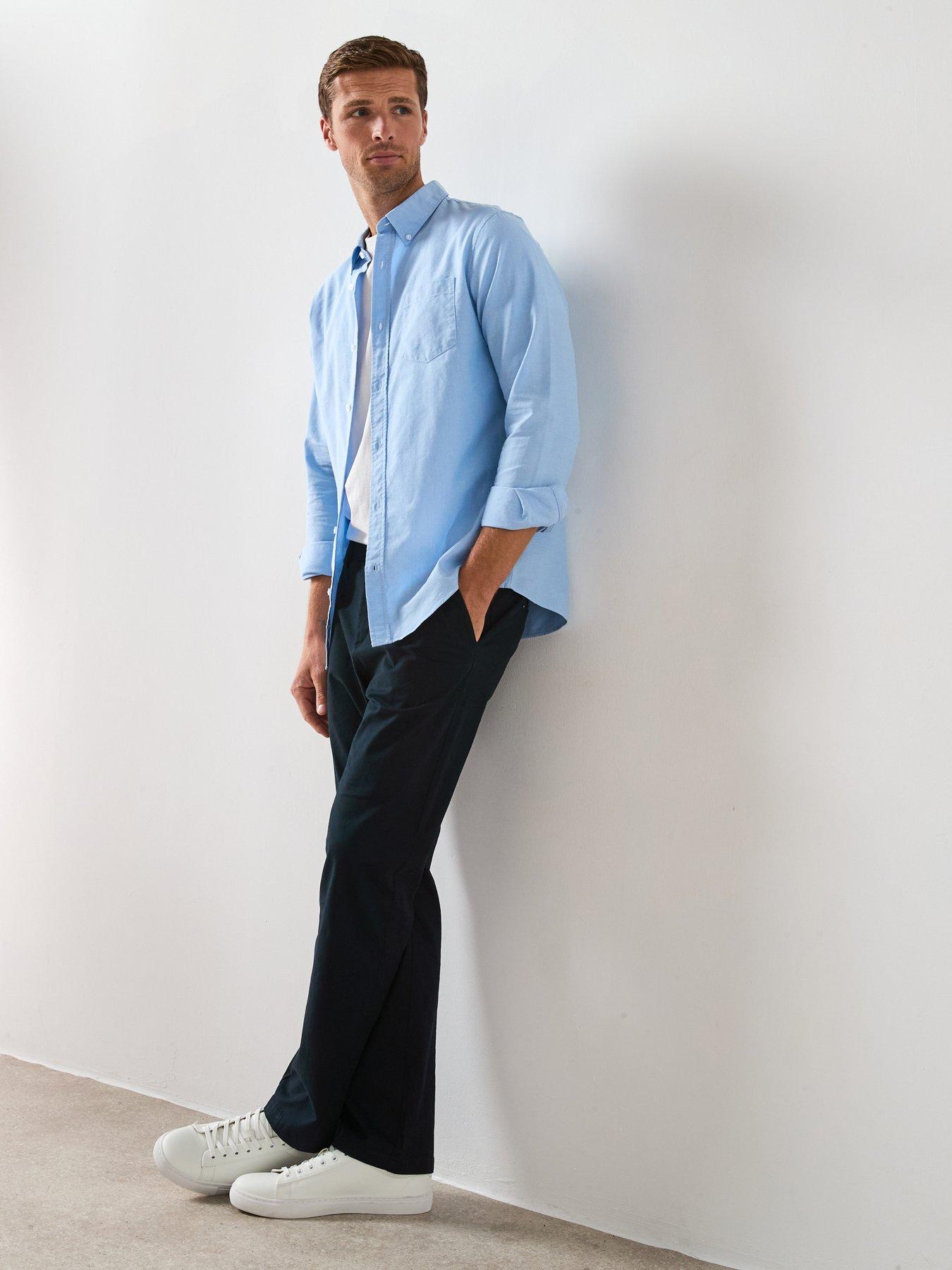 Image 3 of 6 of The Very Collection Pure Cotton Long Sleeve Button Down Oxford Shirt - Light Blue