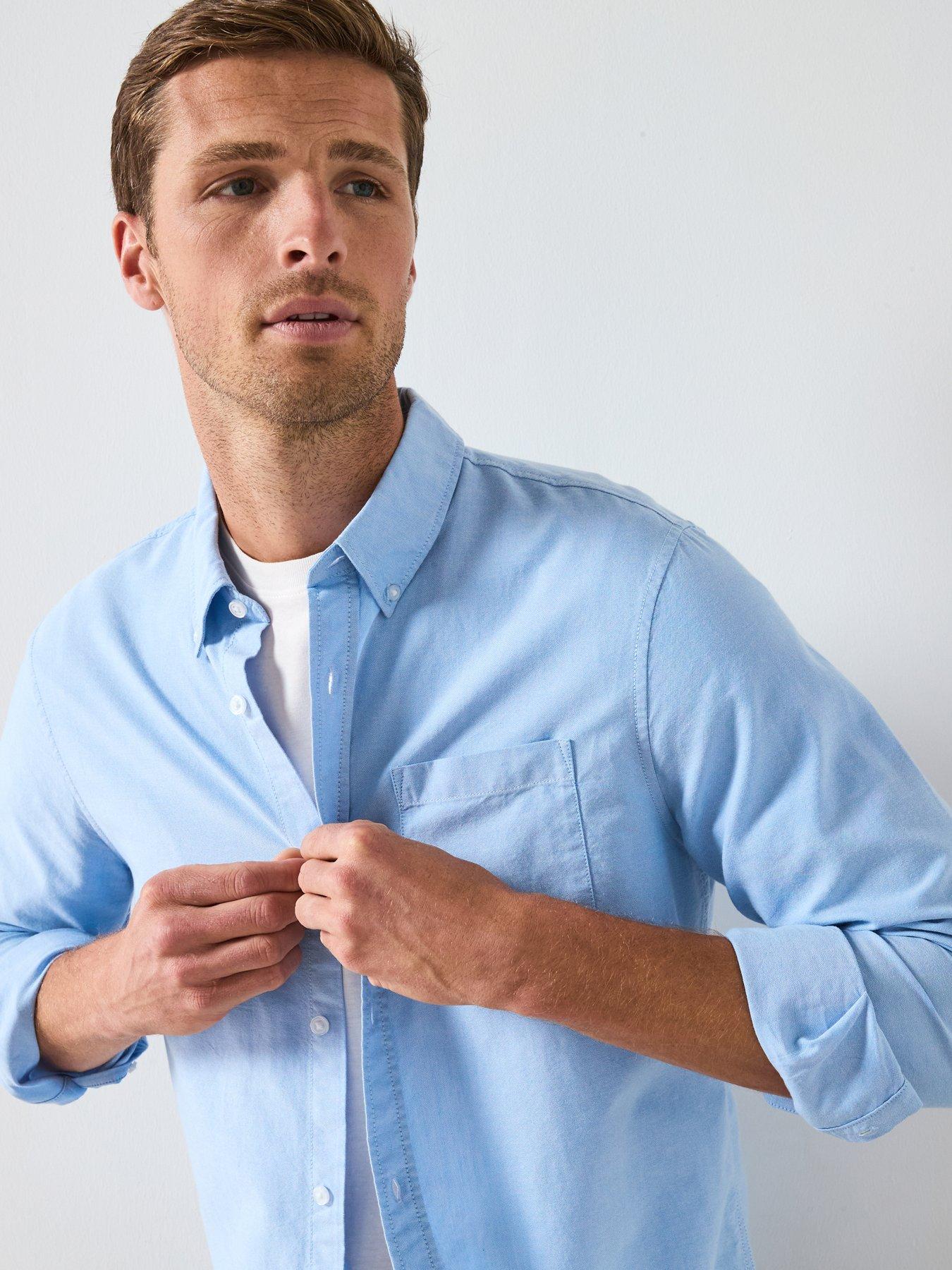 Image 4 of 6 of The Very Collection Pure Cotton Long Sleeve Button Down Oxford Shirt - Light Blue