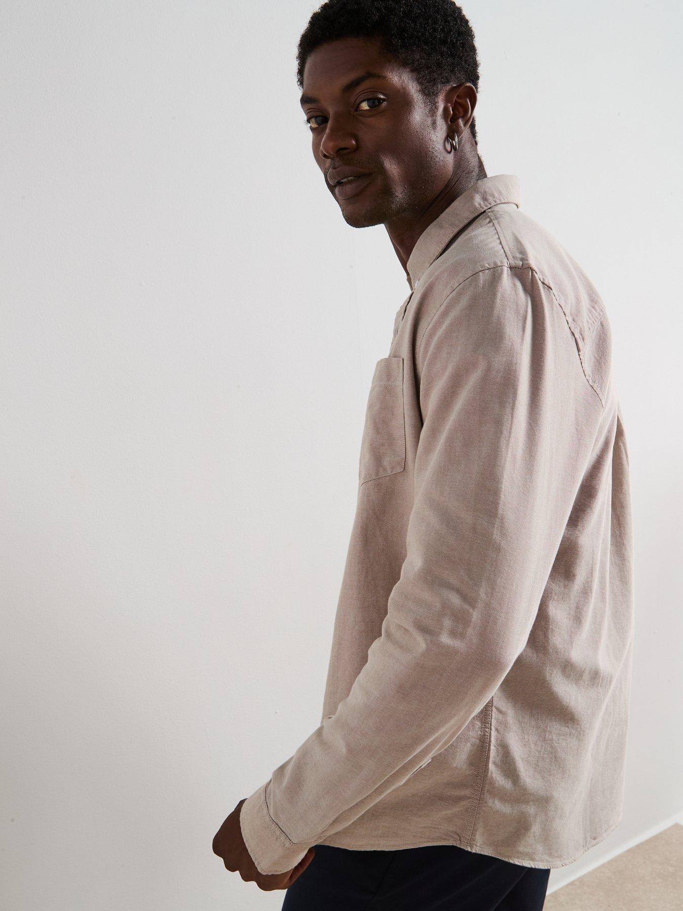 Image 5 of 6 of The Very Collection Long Sleeve Button Down Oxford Shirt - Beige