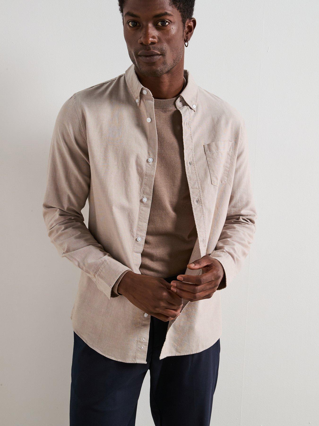 Image 6 of 6 of The Very Collection Long Sleeve Button Down Oxford Shirt - Beige
