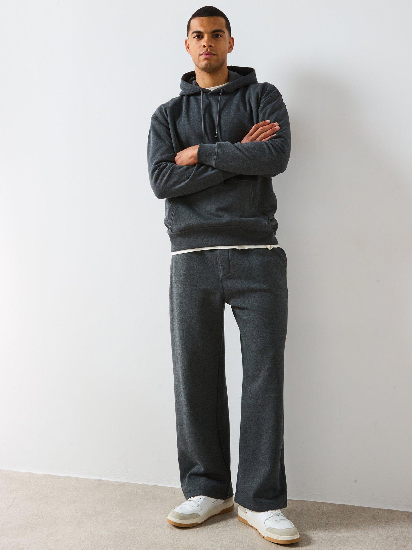 Image 3 of 6 of Very Man Essential Oversized Open Hem Joggers - Charcoal