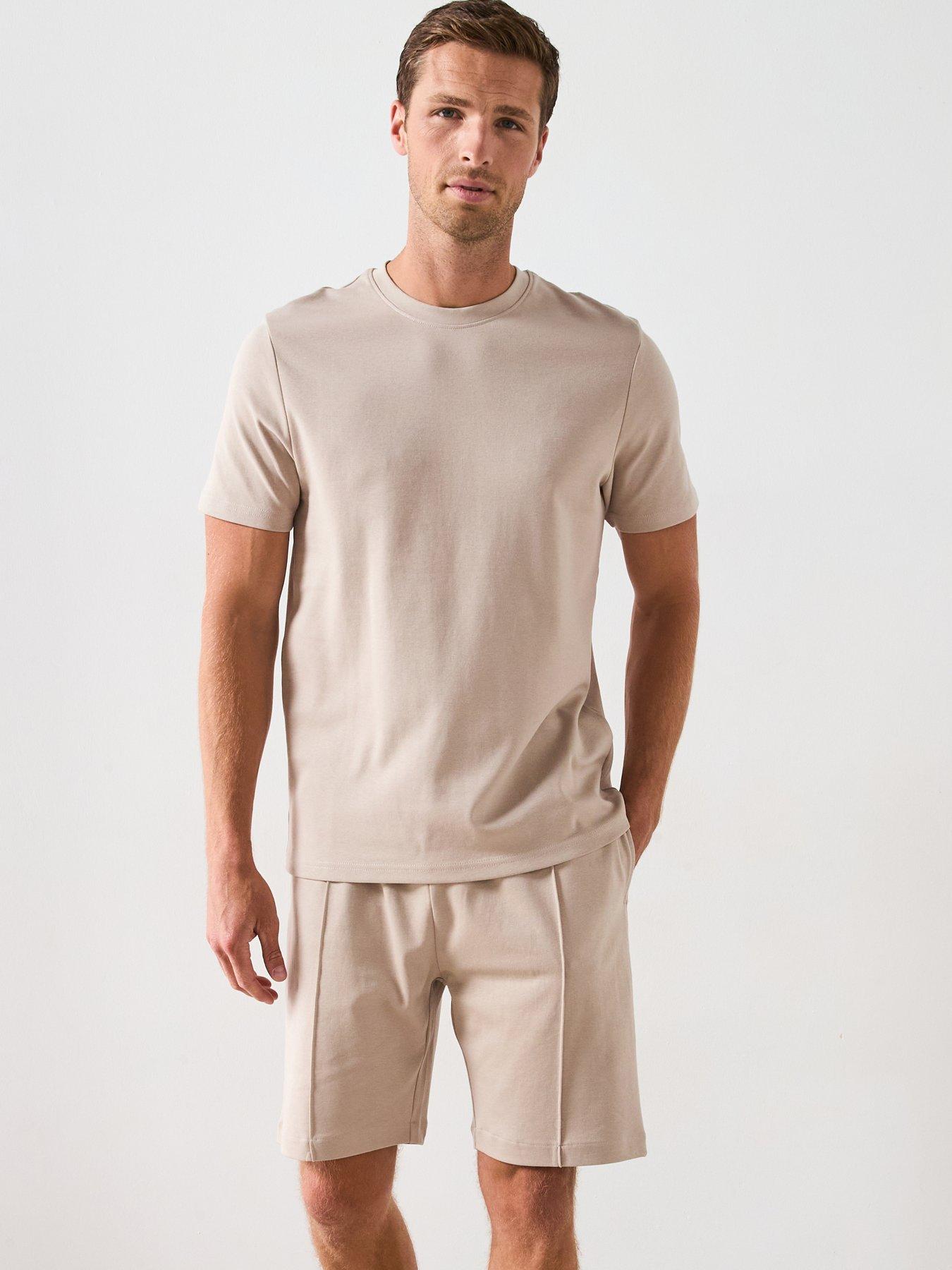 Very Man Pure Cotton Interlock T-shirt And Short Set - Stone