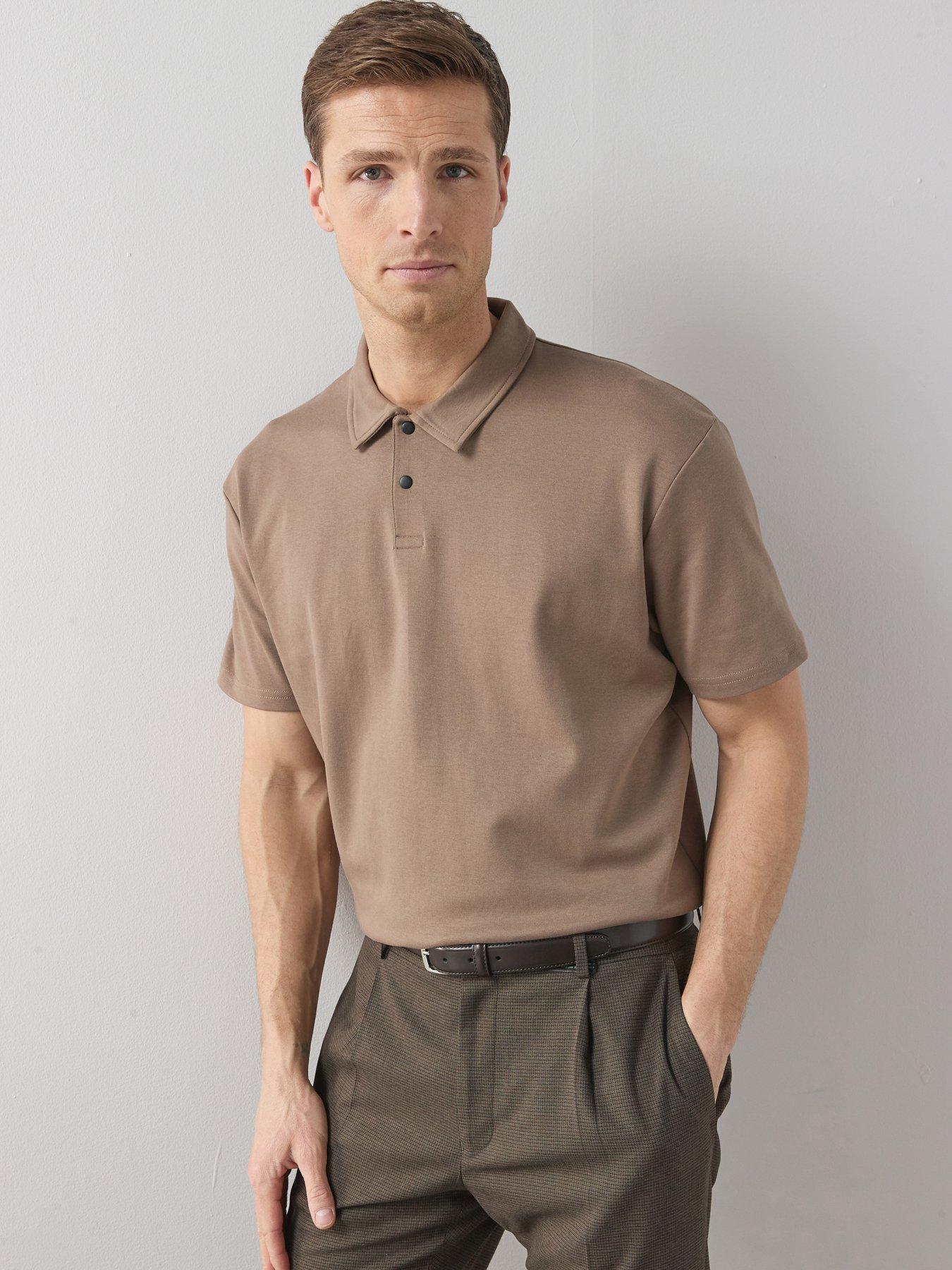Very Man Interlock Popper Polo Top - Brown