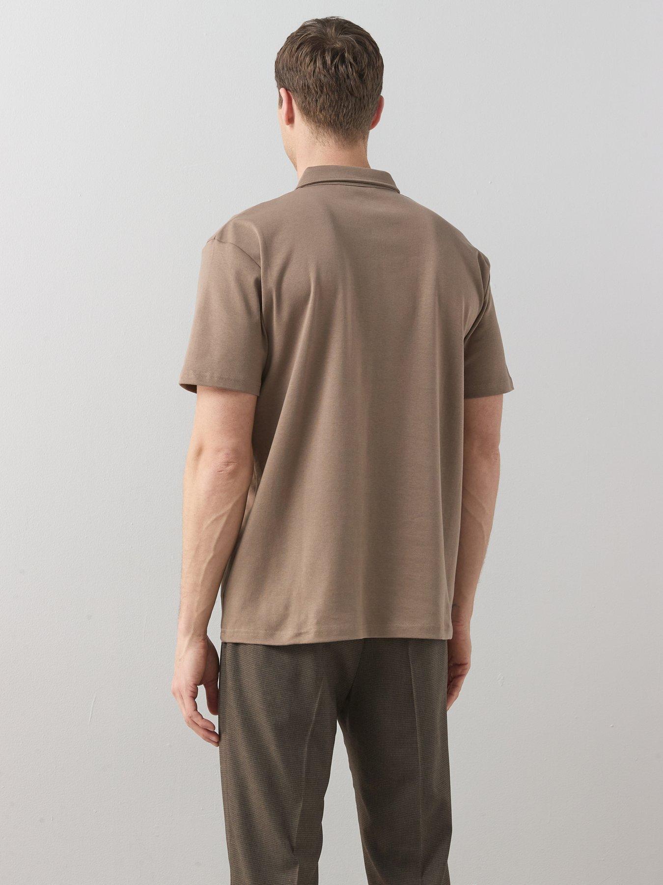 Image 2 of 6 of Very Man Interlock Popper Polo Top - Brown