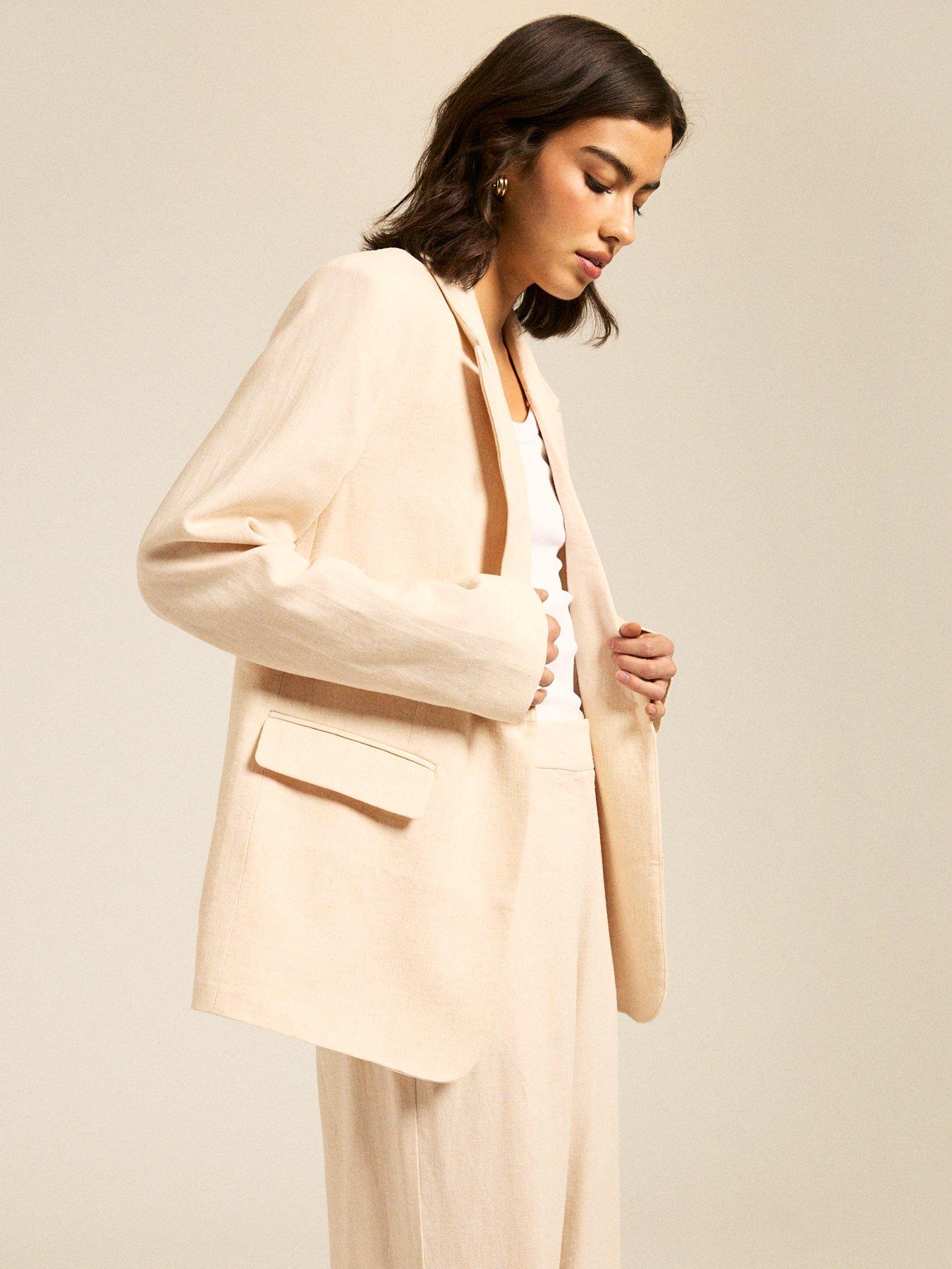 New Look Stone Linen Blend Blazer - Beige