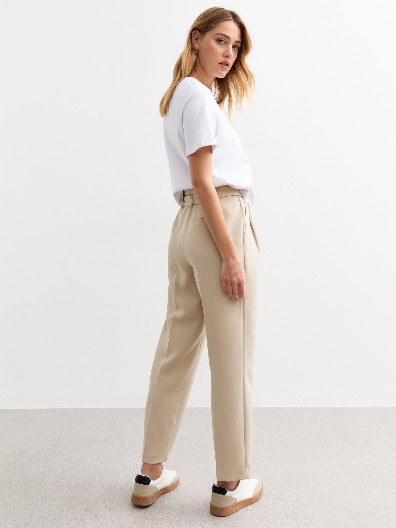 Image 2 of 6 of New Look Paperbag Trousers - Beige