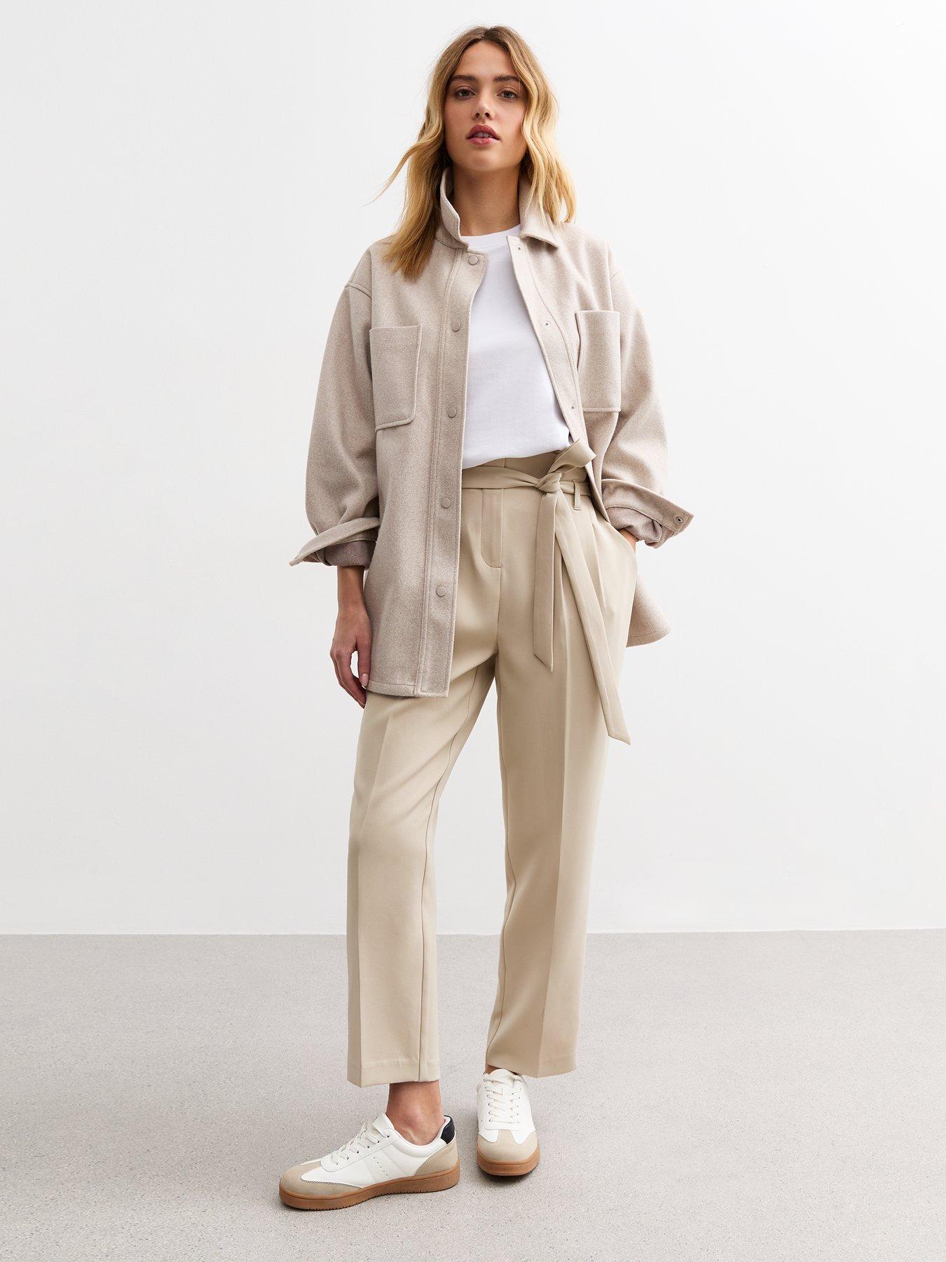 Image 3 of 6 of New Look Paperbag Trousers - Beige