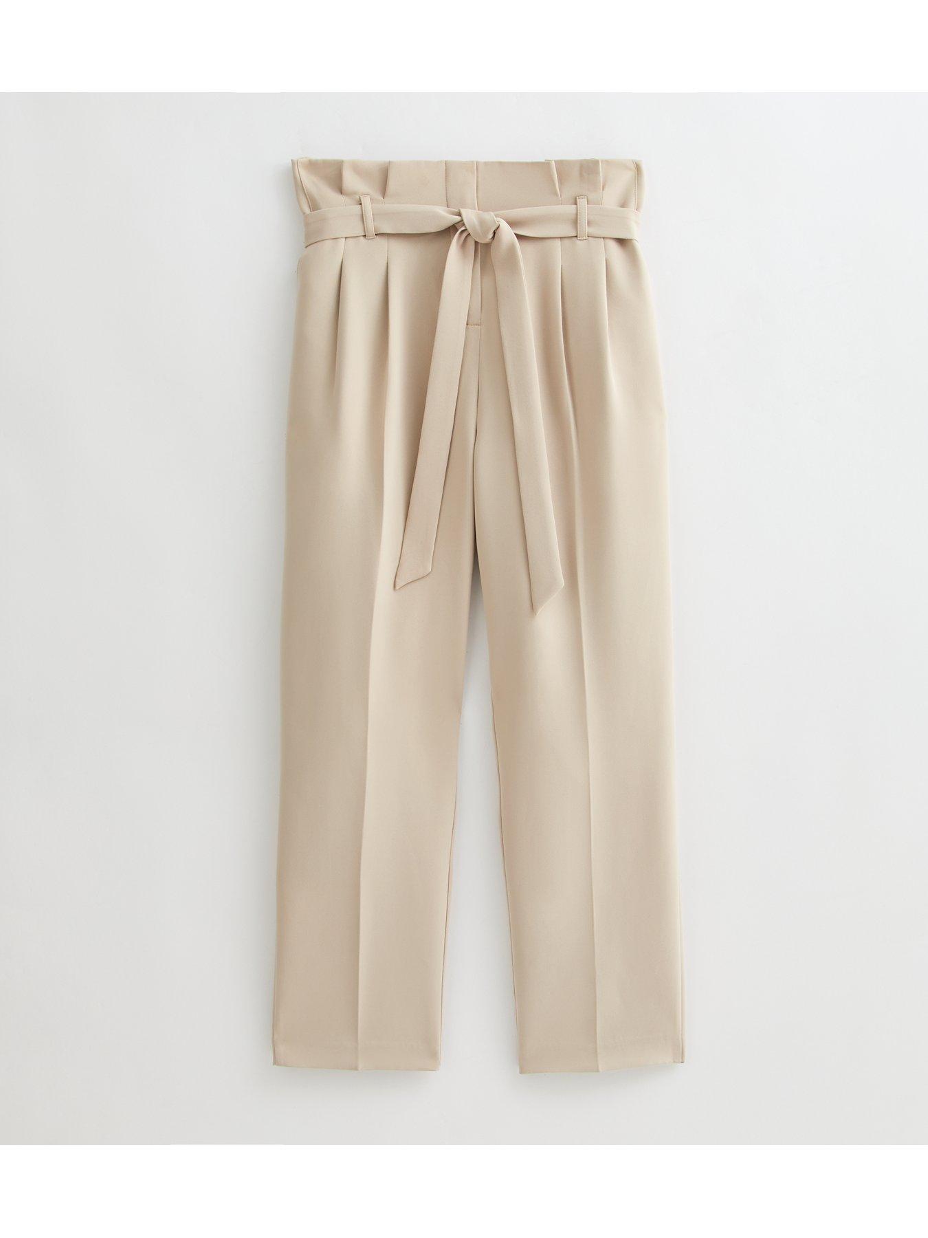 Image 5 of 6 of New Look Paperbag Trousers - Beige