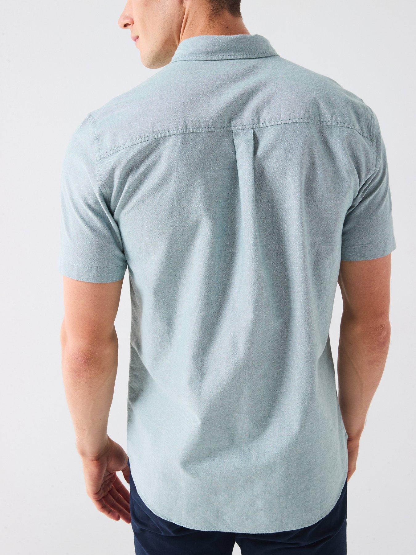 Image 2 of 6 of The Very Collection Short Sleeve Button Down Oxford Shirt- Green
