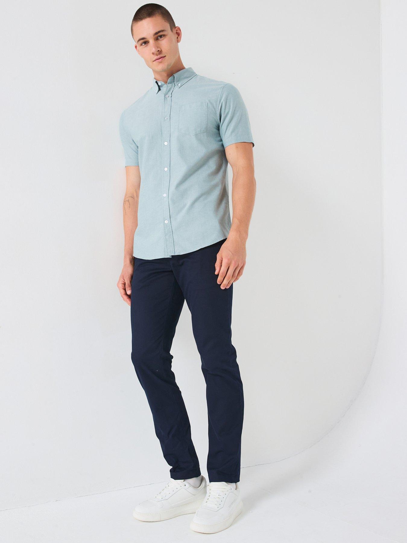 Image 3 of 6 of The Very Collection Short Sleeve Button Down Oxford Shirt- Green