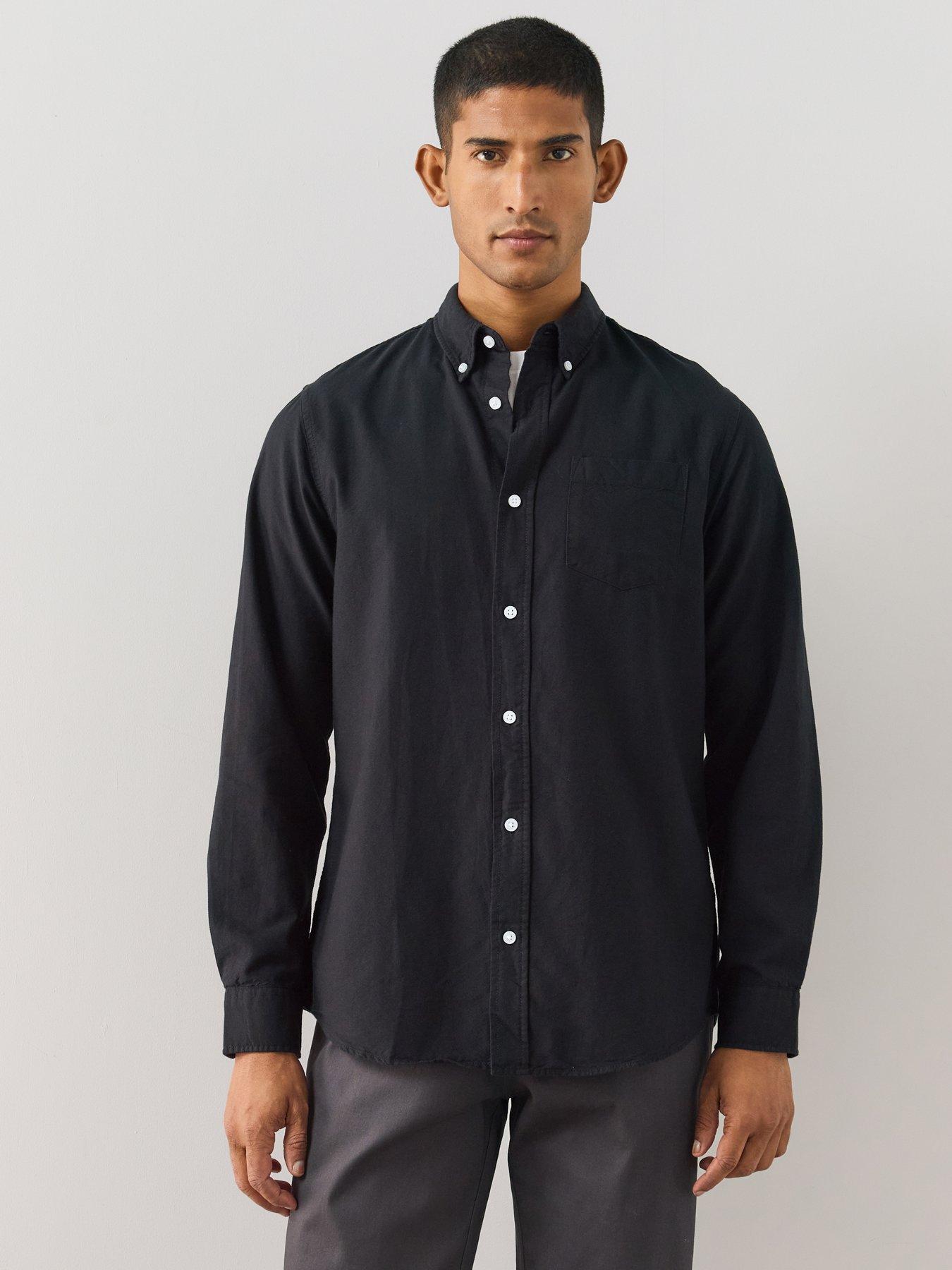 the-very-collection-pure-cotton-long-sleeve-button-down-oxford-shirt-black
