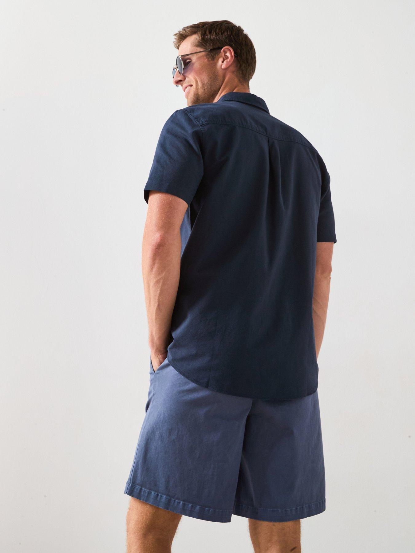 Image 2 of 6 of The Very Collection Pure Cotton Short Sleeve Button Down Oxford Shirt - Navy