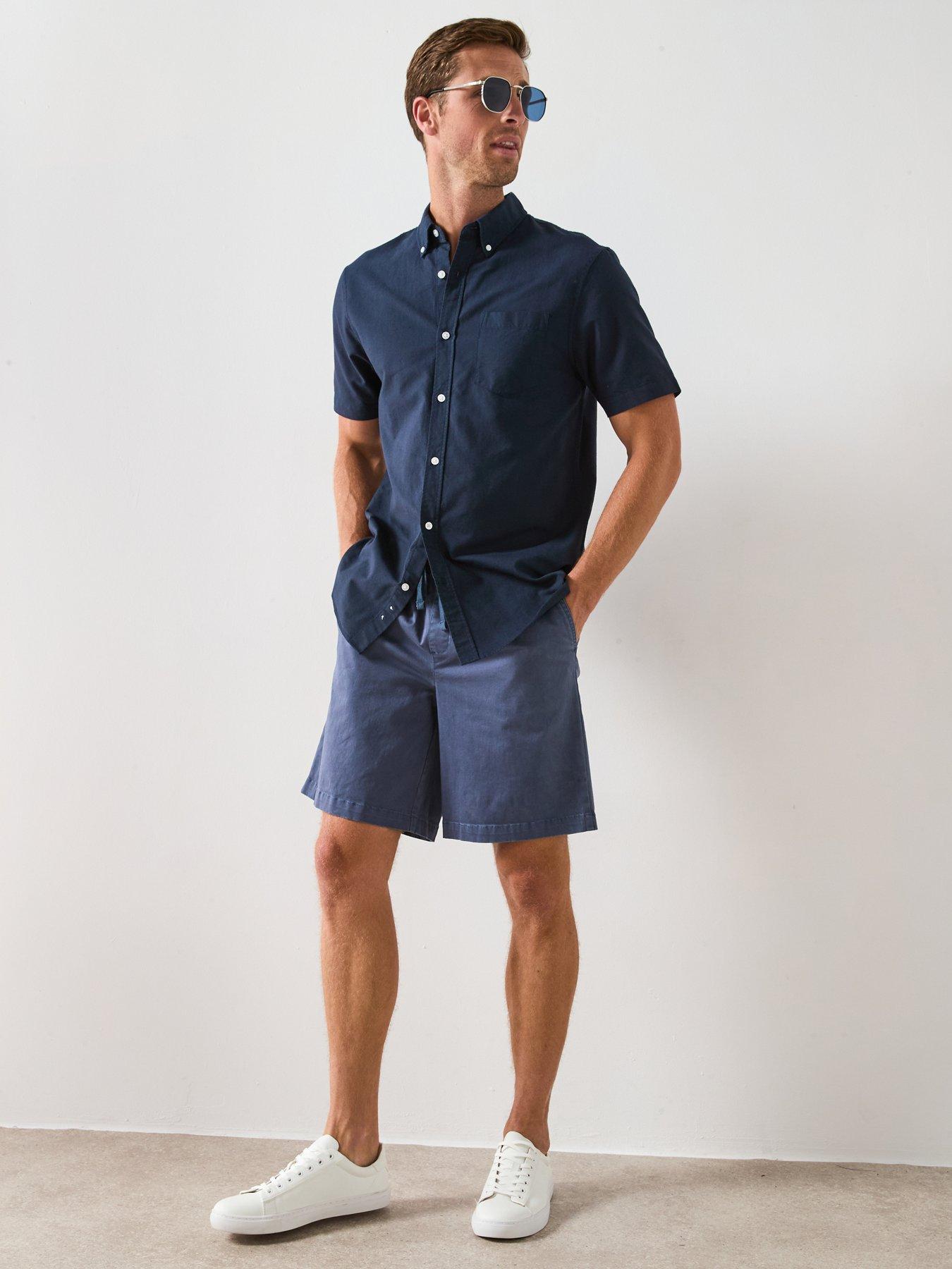 Image 3 of 6 of The Very Collection Pure Cotton Short Sleeve Button Down Oxford Shirt - Navy