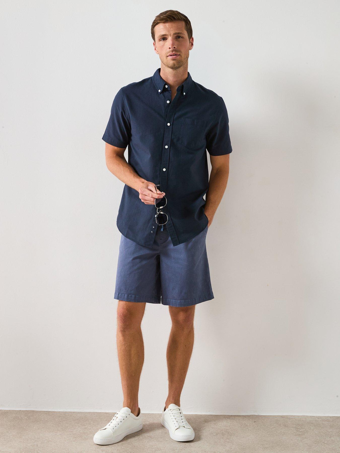 Image 6 of 6 of The Very Collection Pure Cotton Short Sleeve Button Down Oxford Shirt - Navy