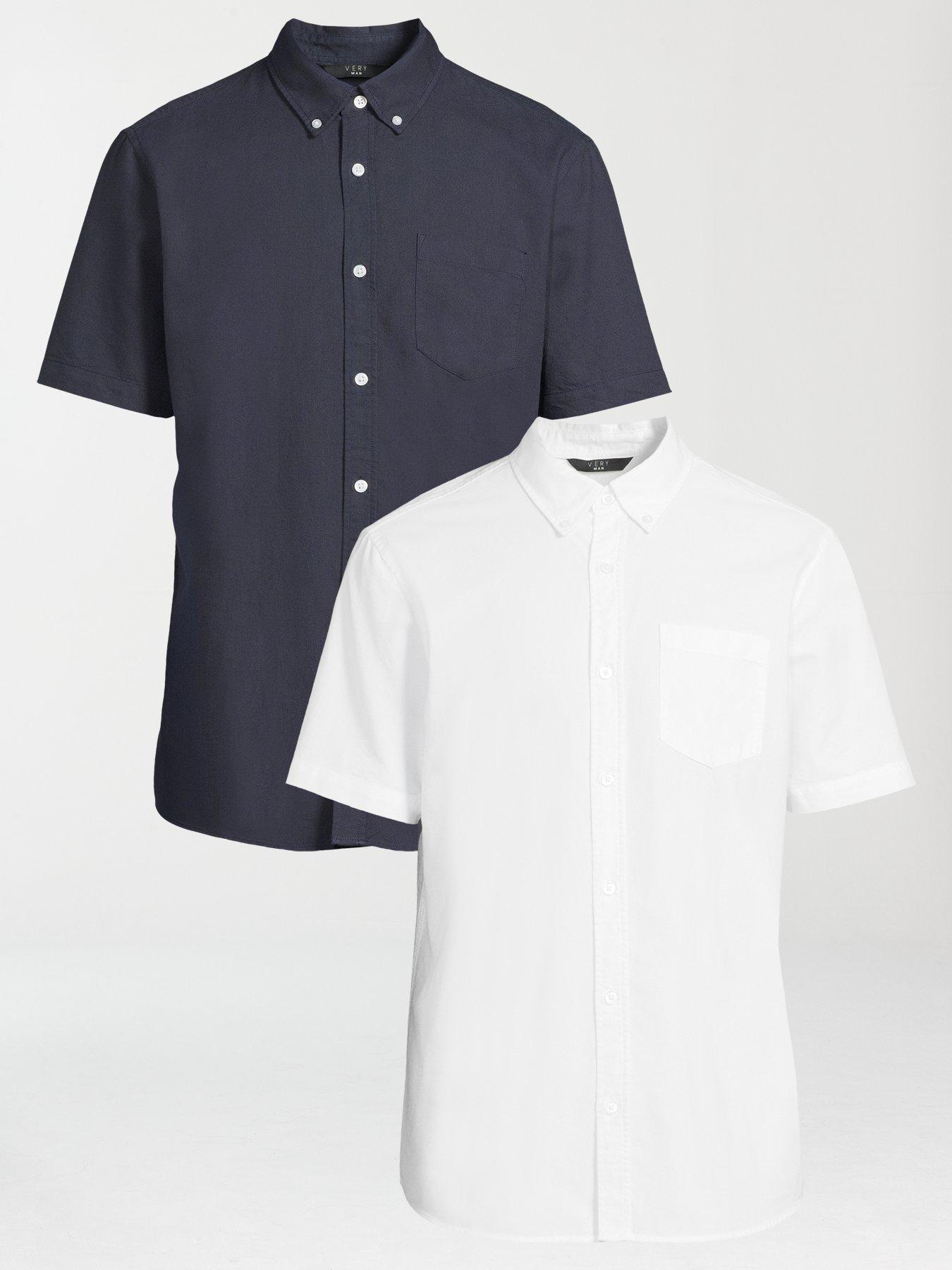 Image 1 of 6 of The Very Collection 2 Pack Pure Cotton Short Sleeve Oxford Shirts - Navy