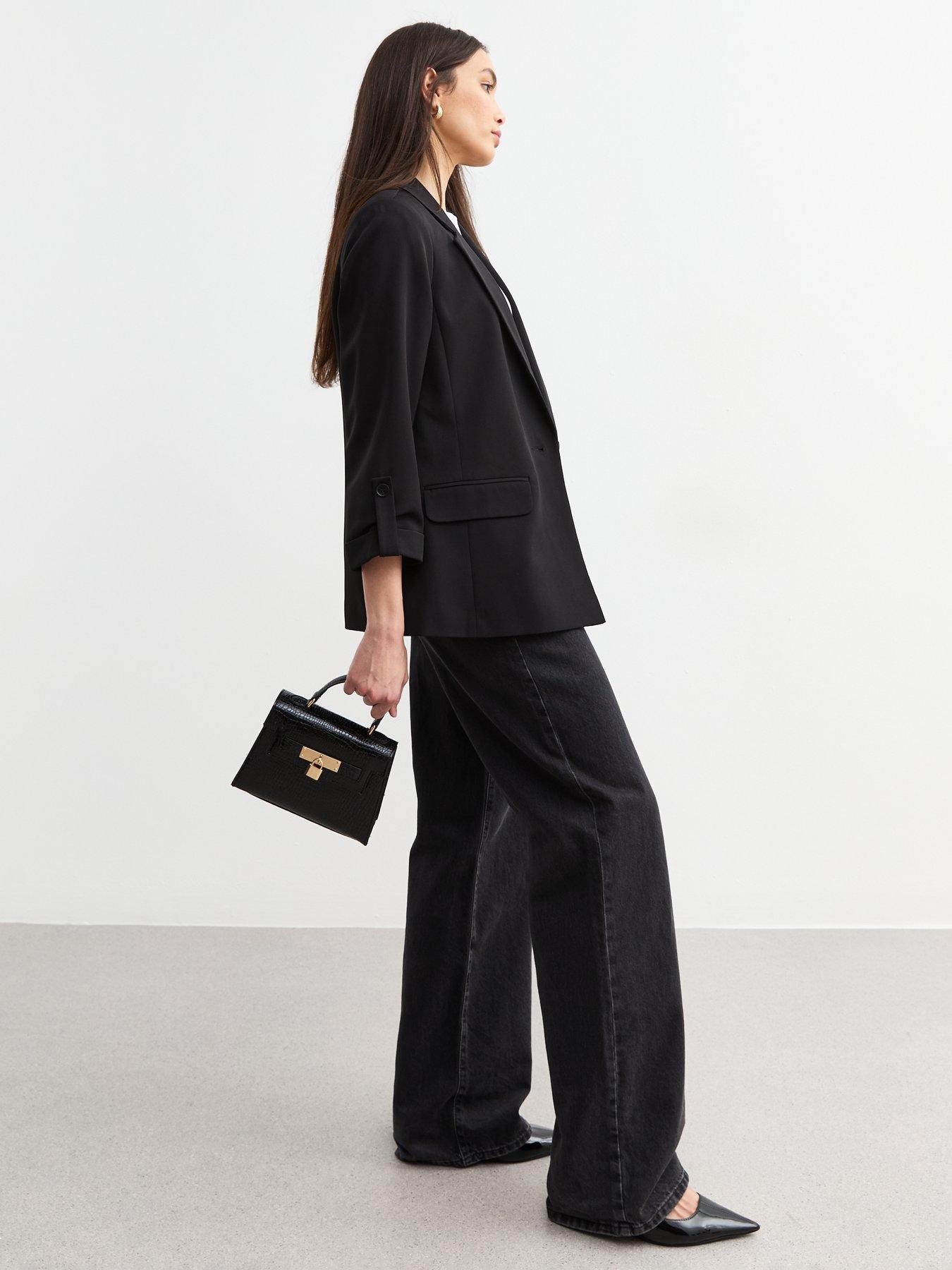 Image 5 of 5 of New Look Black Cropped Sleeve Blazer