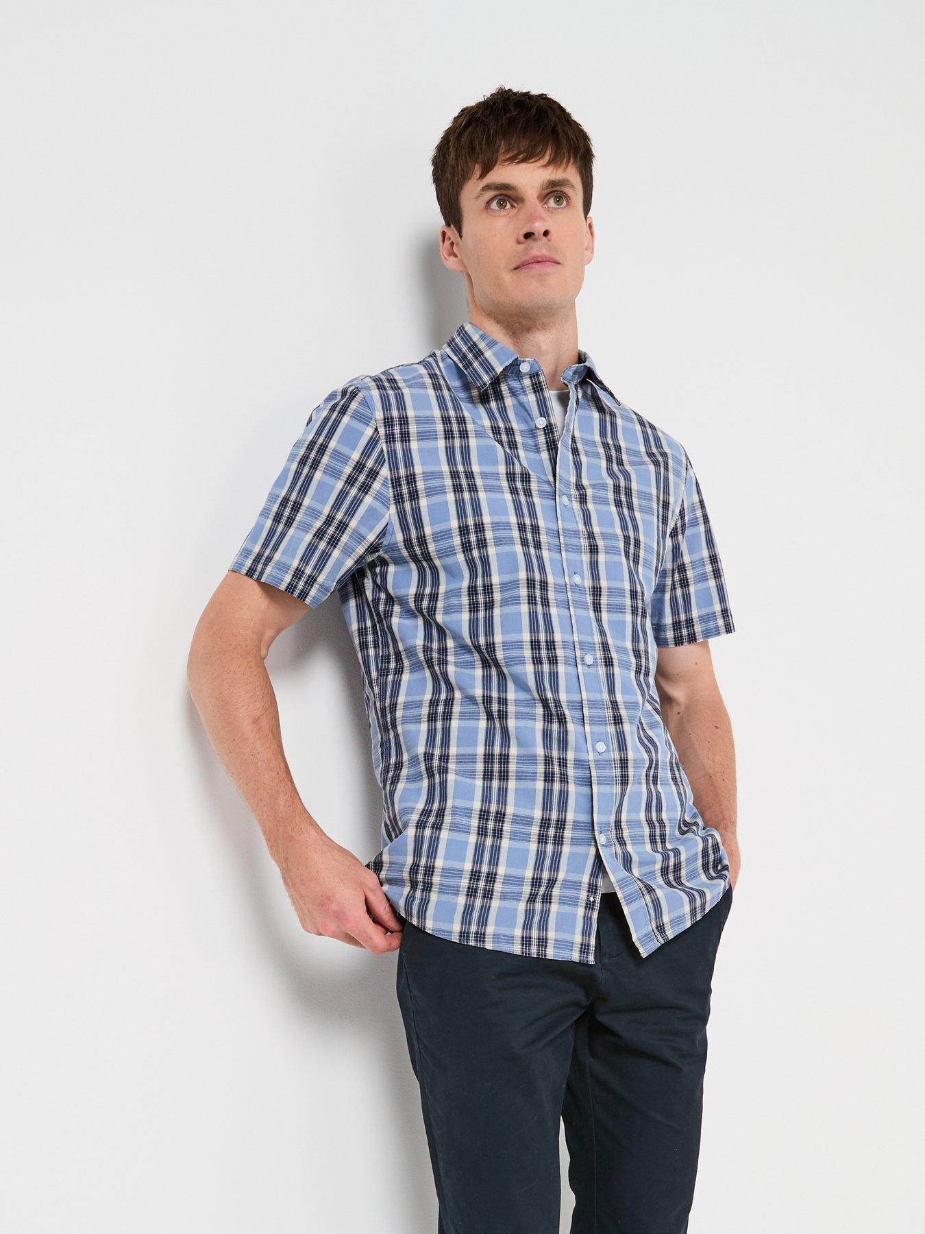 very-man-short-sleeve-check-shirt-blueoutfit