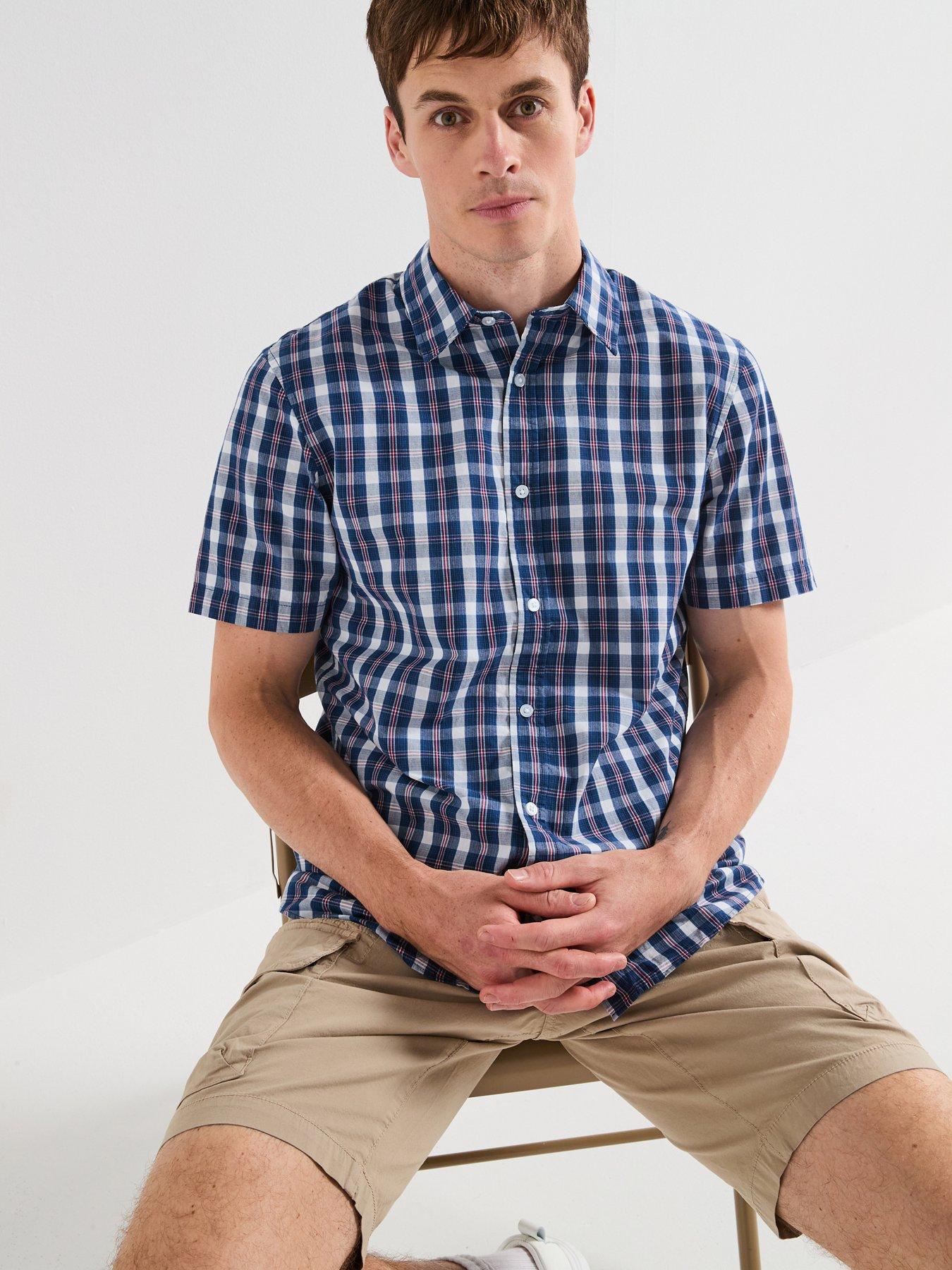 very-man-short-sleeve-check-shirt-navyfront