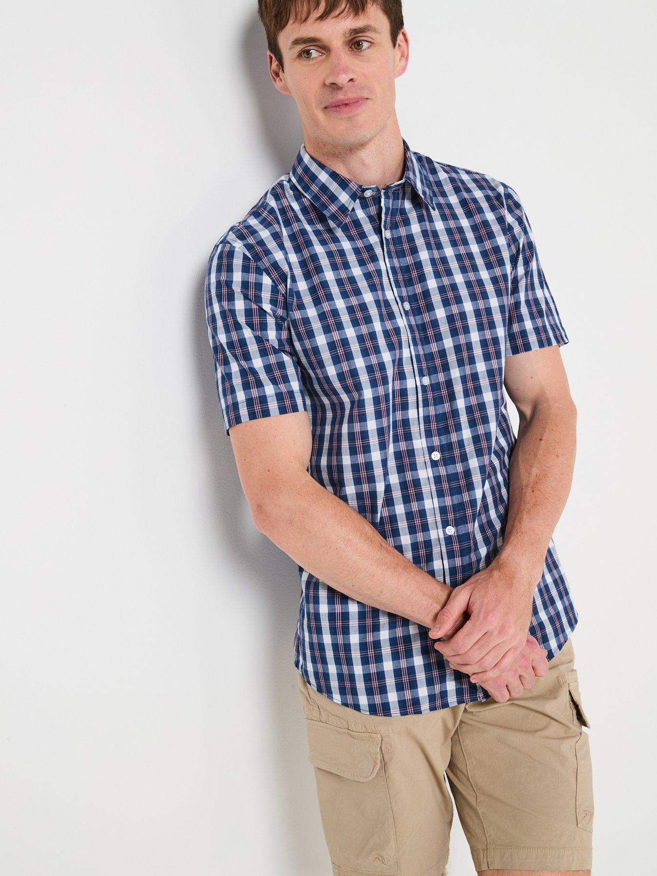 very-man-short-sleeve-check-shirt-navyoutfit