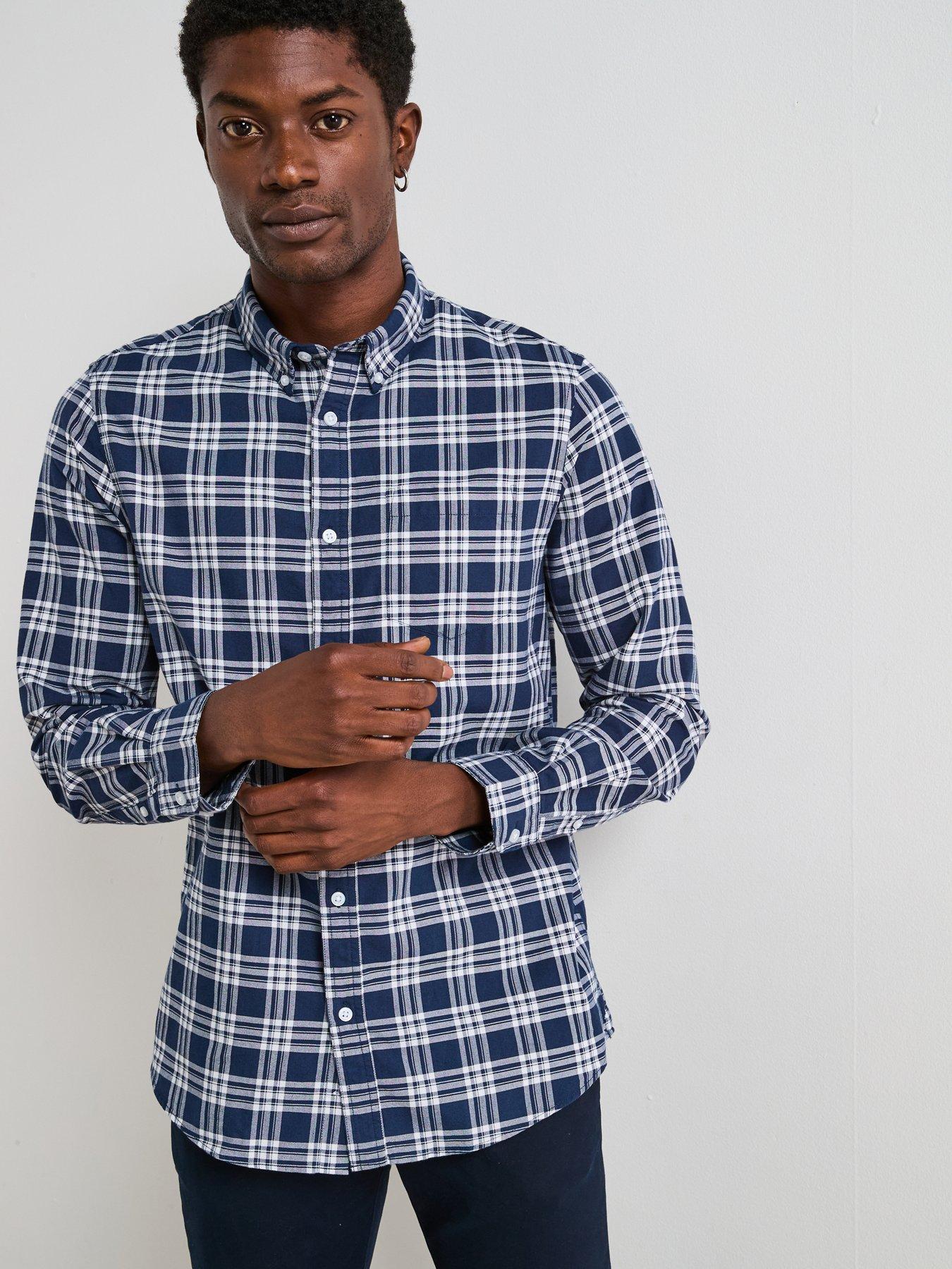 very-man-pure-cotton-long-sleeve-poplin-check-shirt-navy
