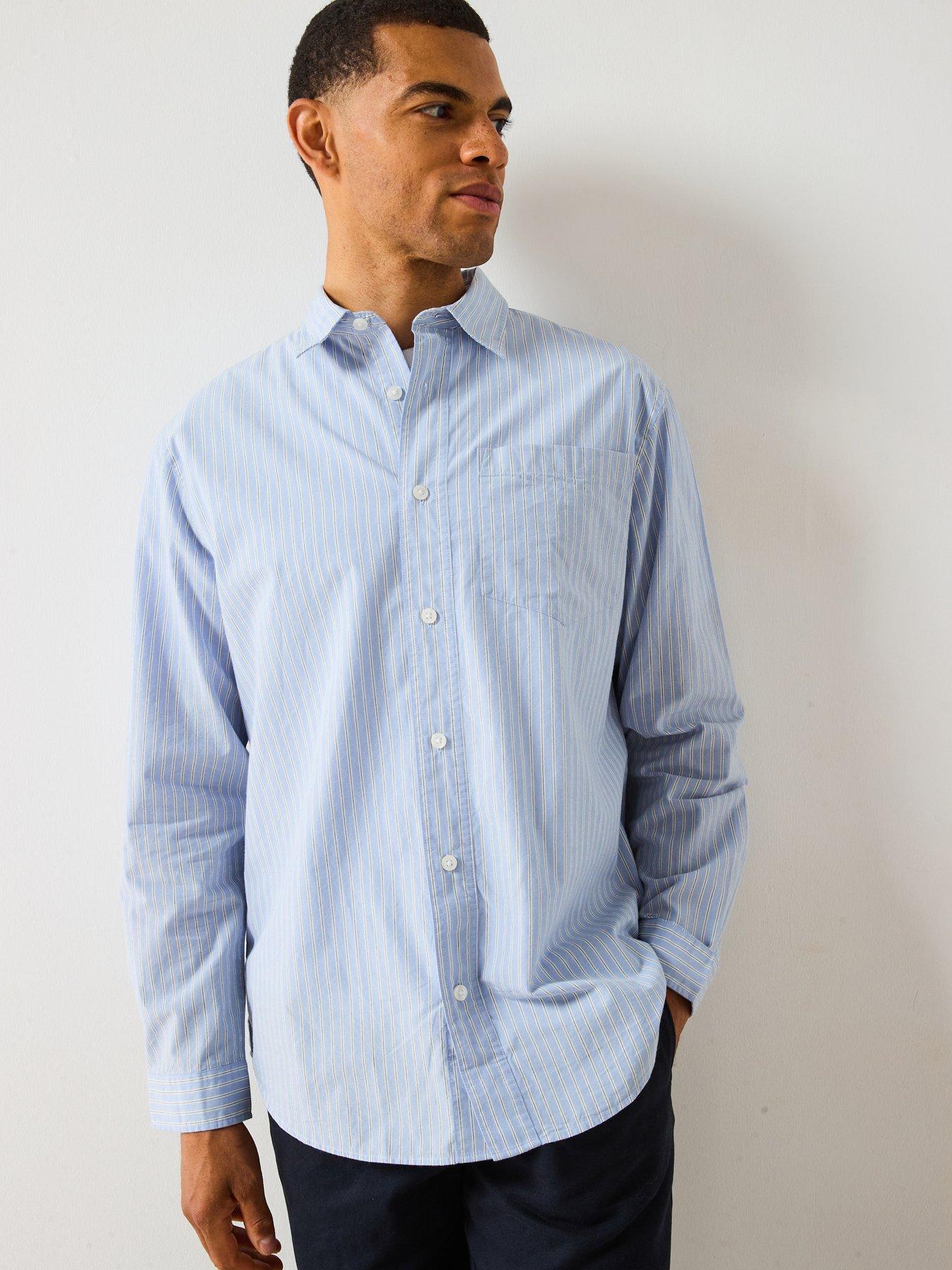 Very Man Long Sleeve Stripe Shirt - Light Blue