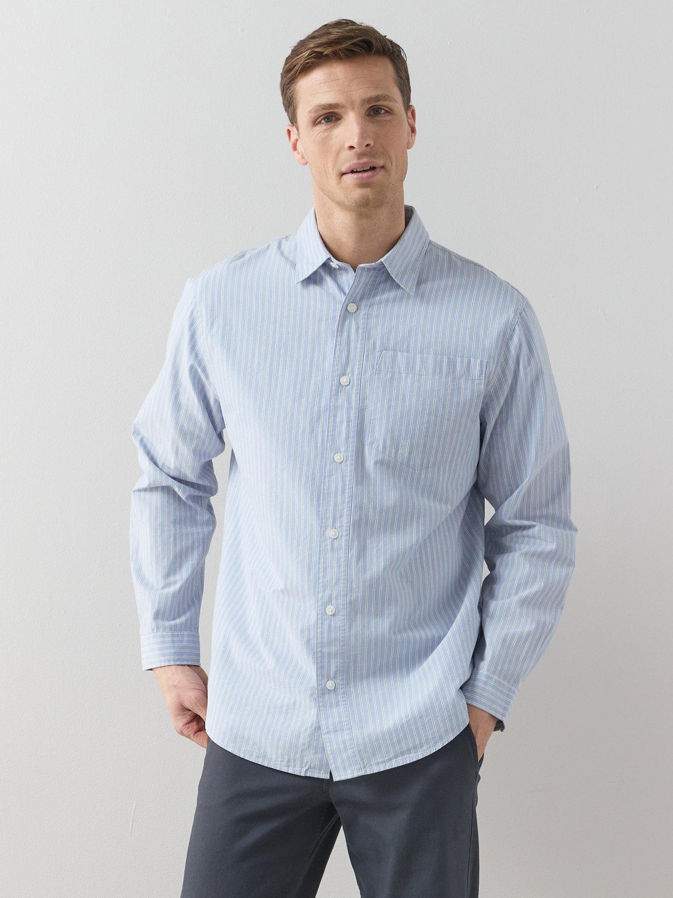 Image 1 of 6 of Very Man Long Sleeve Stripe Shirt - Light Blue