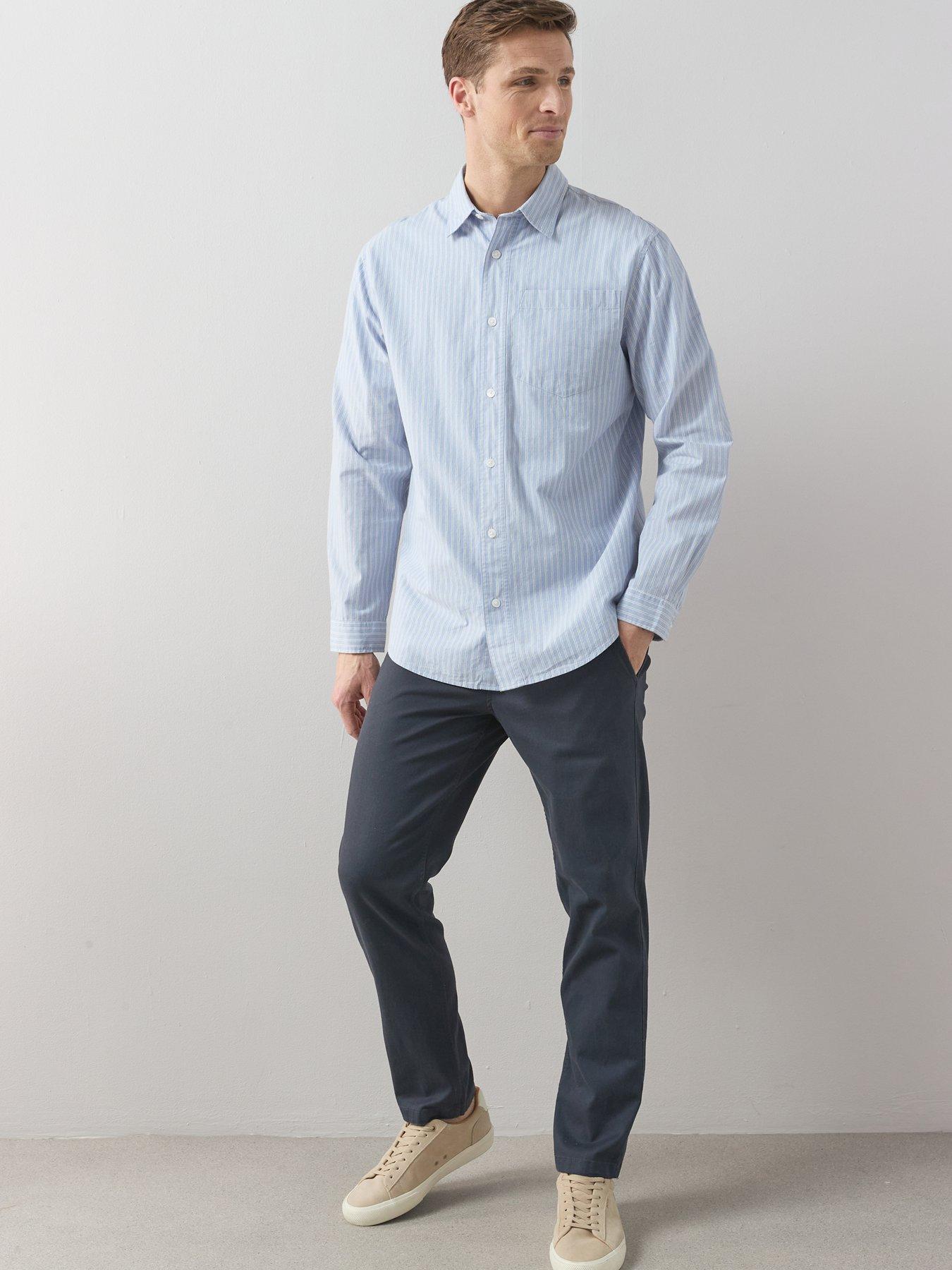 Image 3 of 6 of Very Man Long Sleeve Stripe Shirt - Light Blue