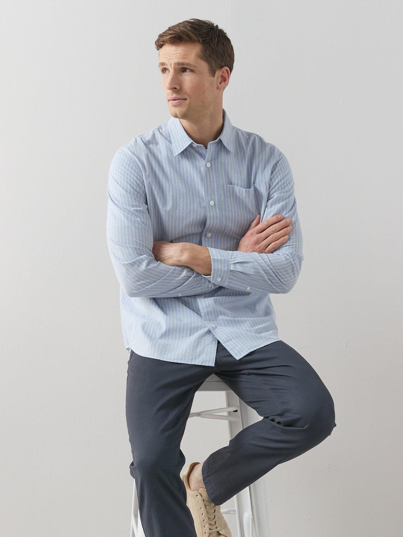 Image 4 of 6 of Very Man Long Sleeve Stripe Shirt - Light Blue