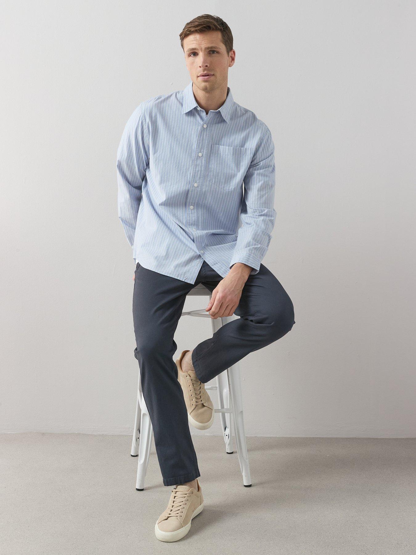 Image 6 of 6 of Very Man Long Sleeve Stripe Shirt - Light Blue