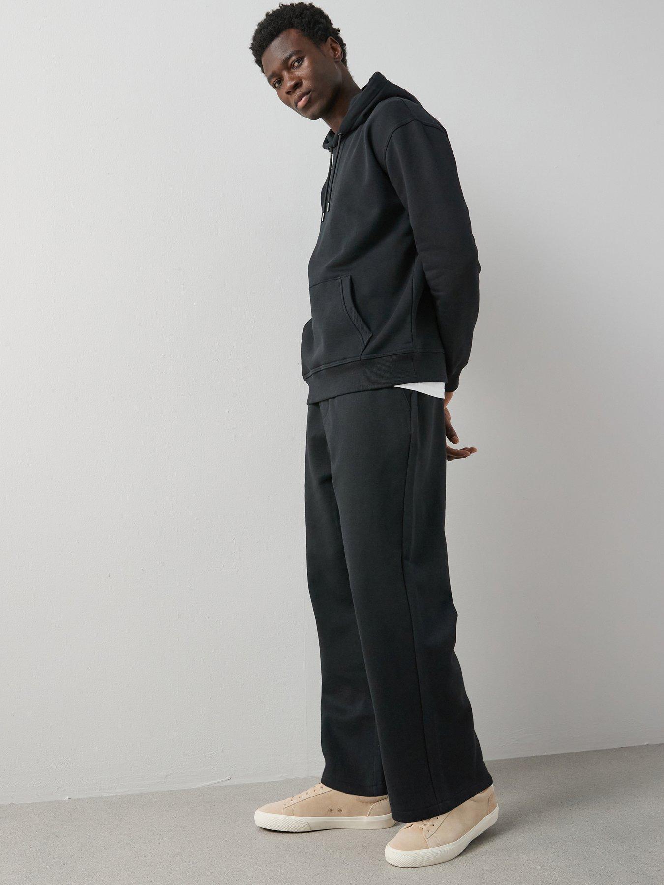 The Very Collection Cotton Blend Essential Oversized Open Hem Joggers - Black
