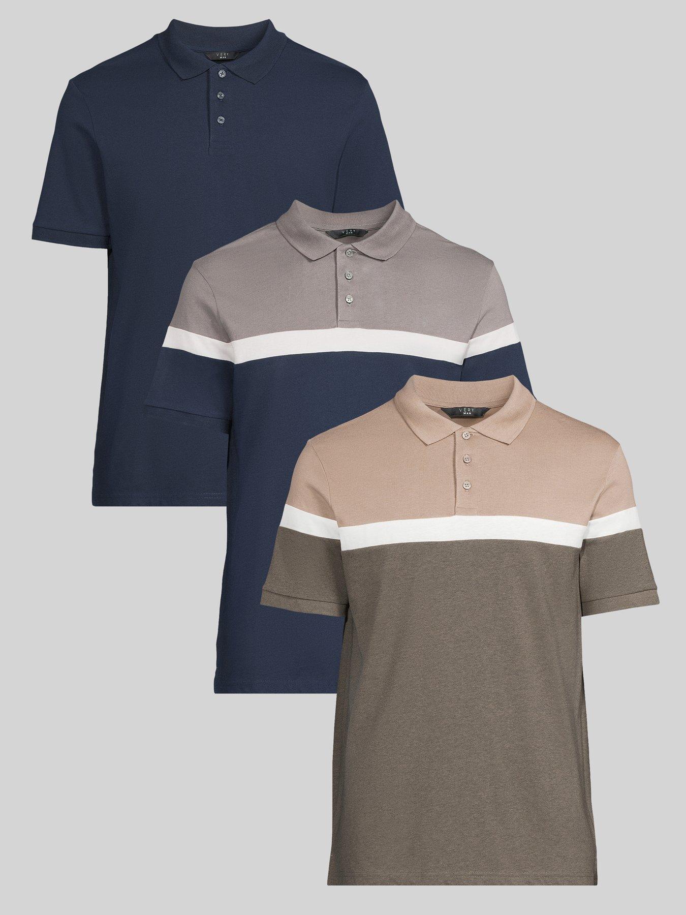 Very Man 3 Pack Cut and Sew Polo - Beige/Navy/Navy