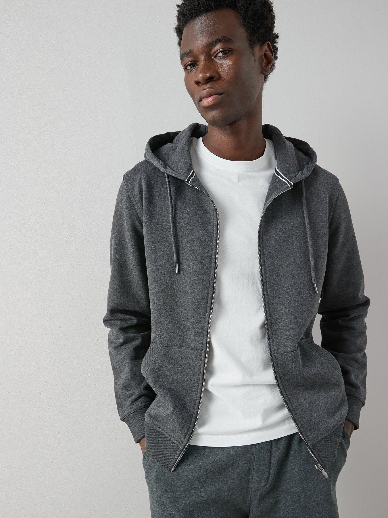Image 1 of 6 of The Very Collection Essential Zip Through Hoodie - Charcoal