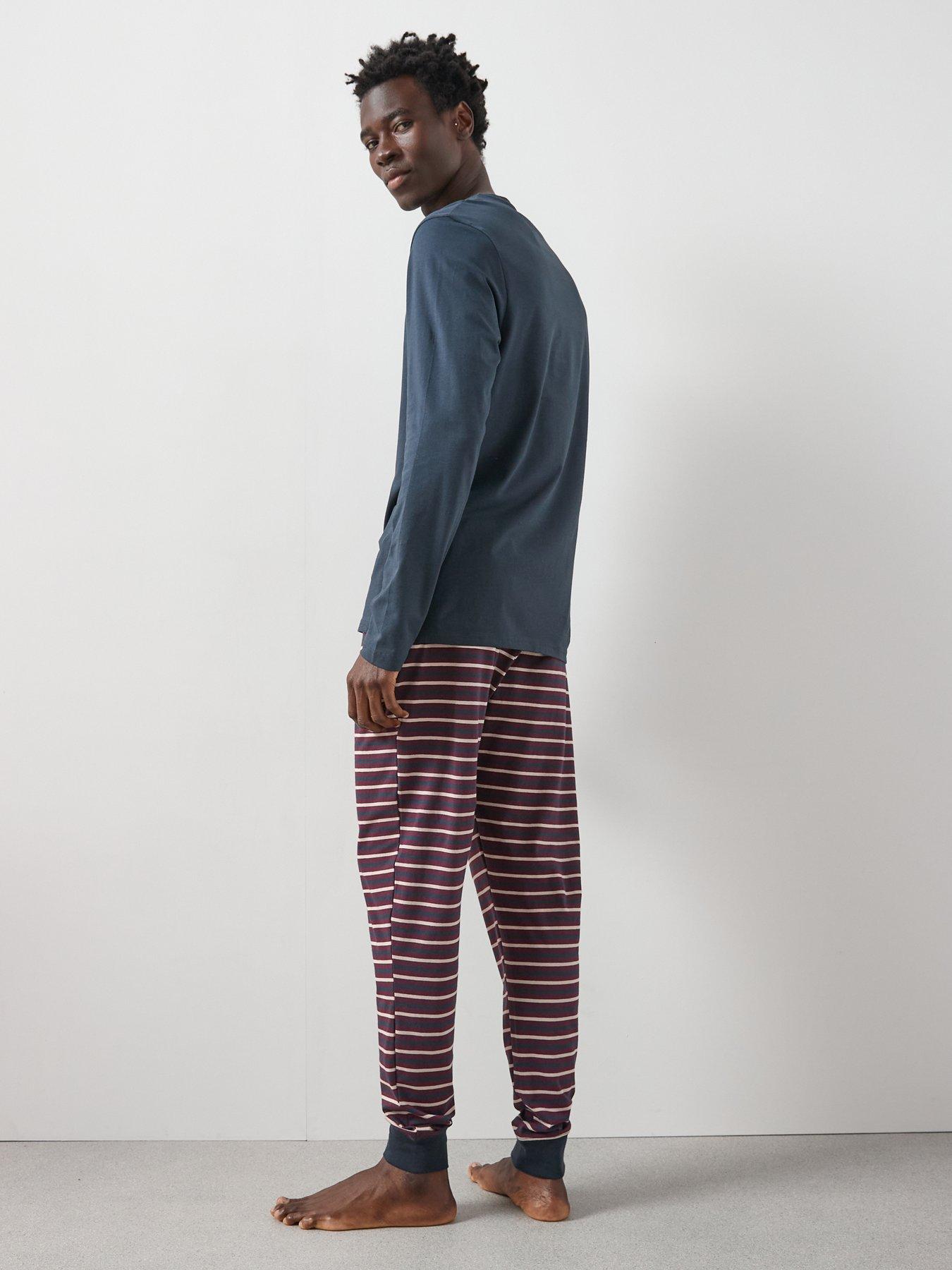 very-man-striped-cuffed-jogger-pyjama-set-burgundystillFront