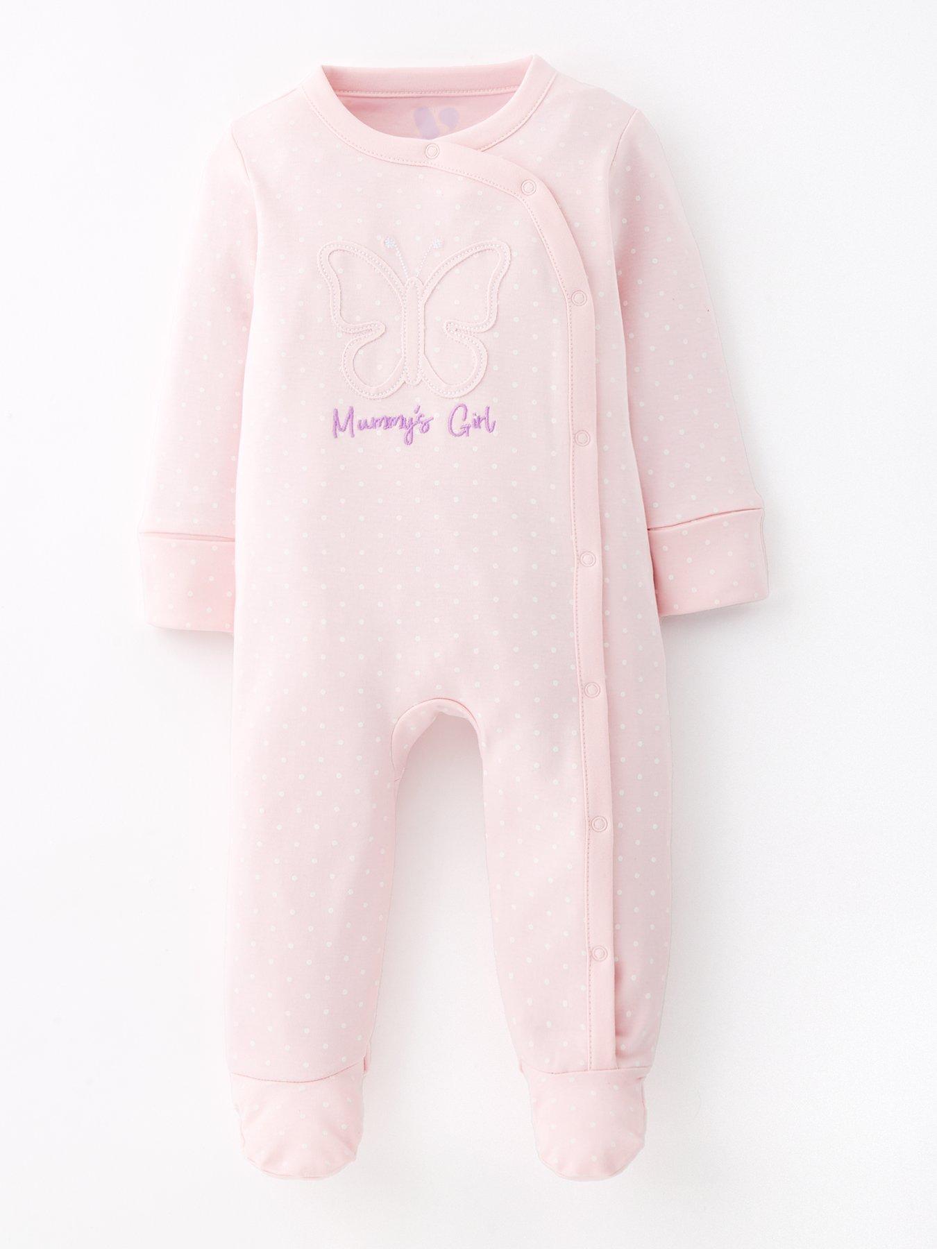 Mini V by Very Baby Girl Mummy's Girl Butterfly Sleepsuit - Pink