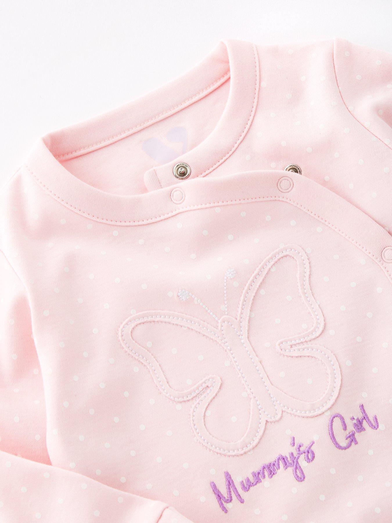 Image 3 of 4 of Mini V by Very Baby Girl Mummy's Girl Butterfly Sleepsuit - Pink