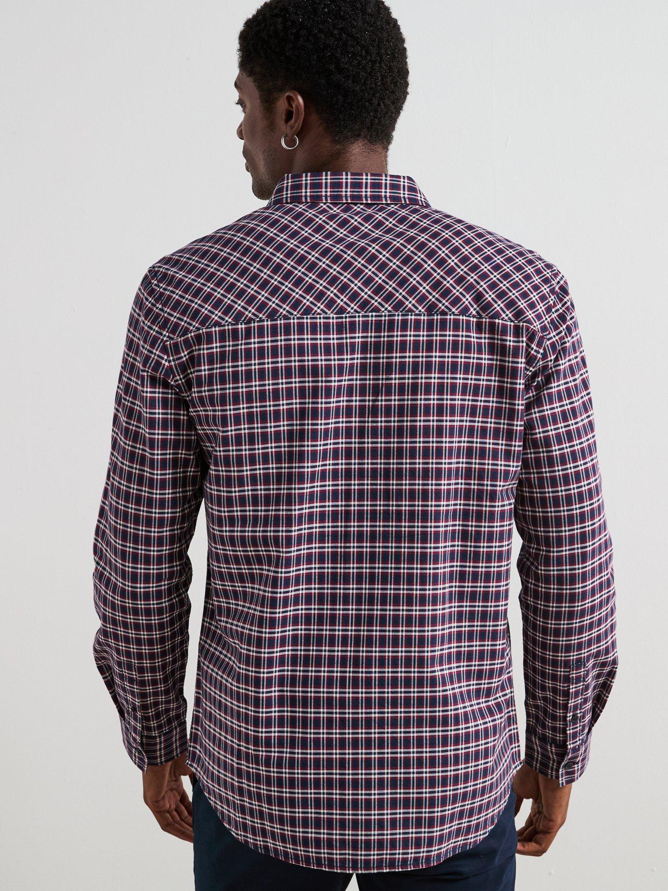 very-man-pure-cotton-micro-check-oxford-long-sleeve-shirt-burgundystillFront