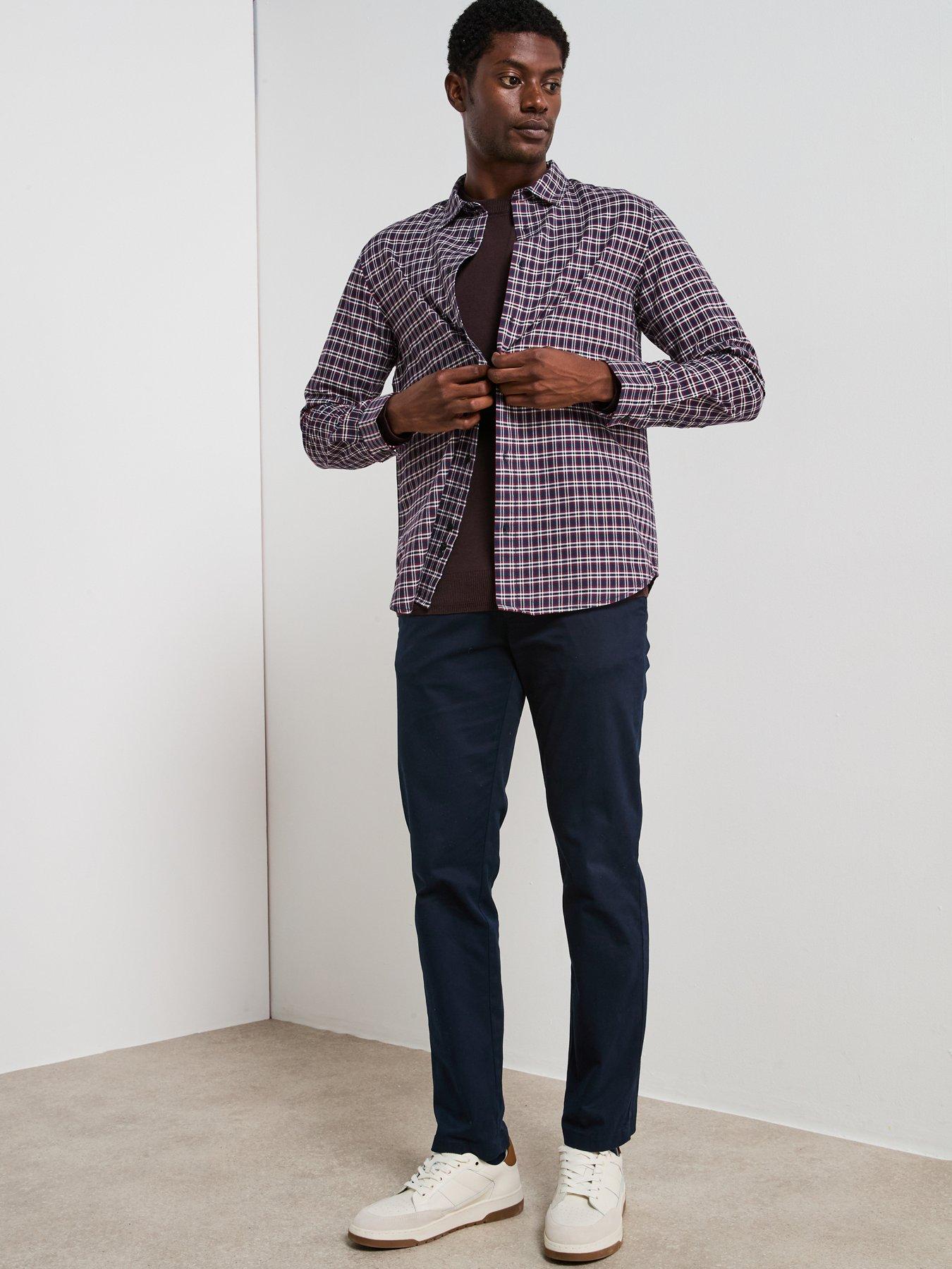 very-man-pure-cotton-micro-check-oxford-long-sleeve-shirt-burgundyback