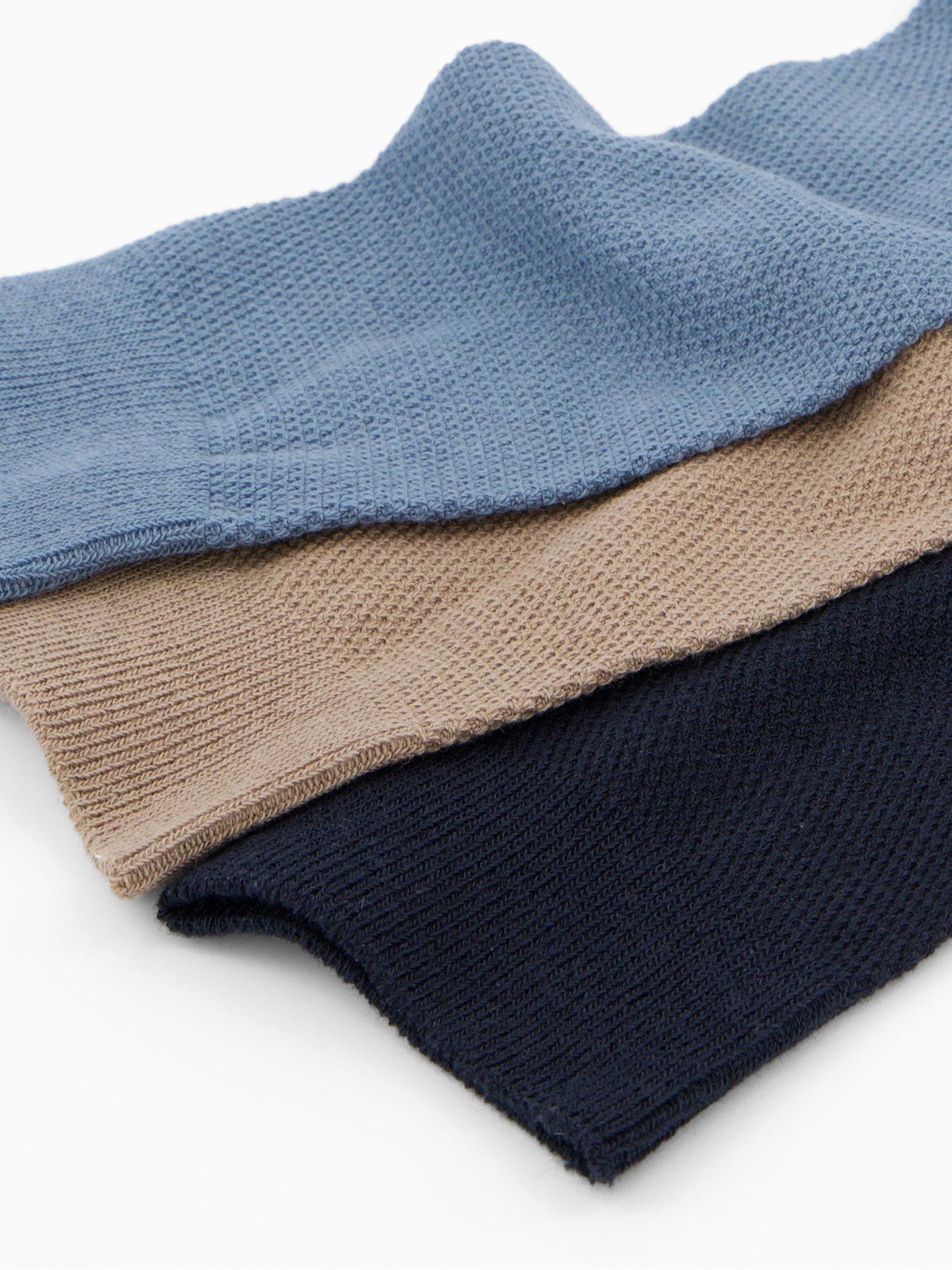 Image 4 of 4 of Very Man 3 Pack Assorted Textured Socks - Brown/Blue/Navy