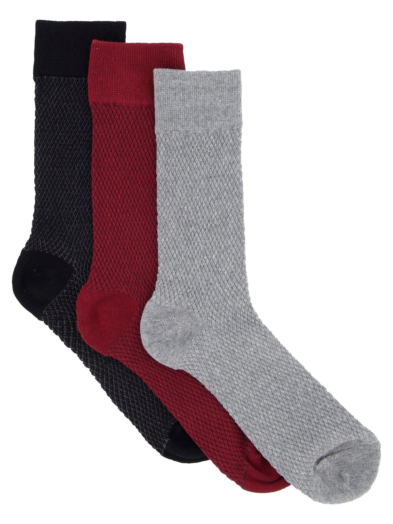 Very Man 3 Pack Assorted Textured Supersoft Socks - Multi