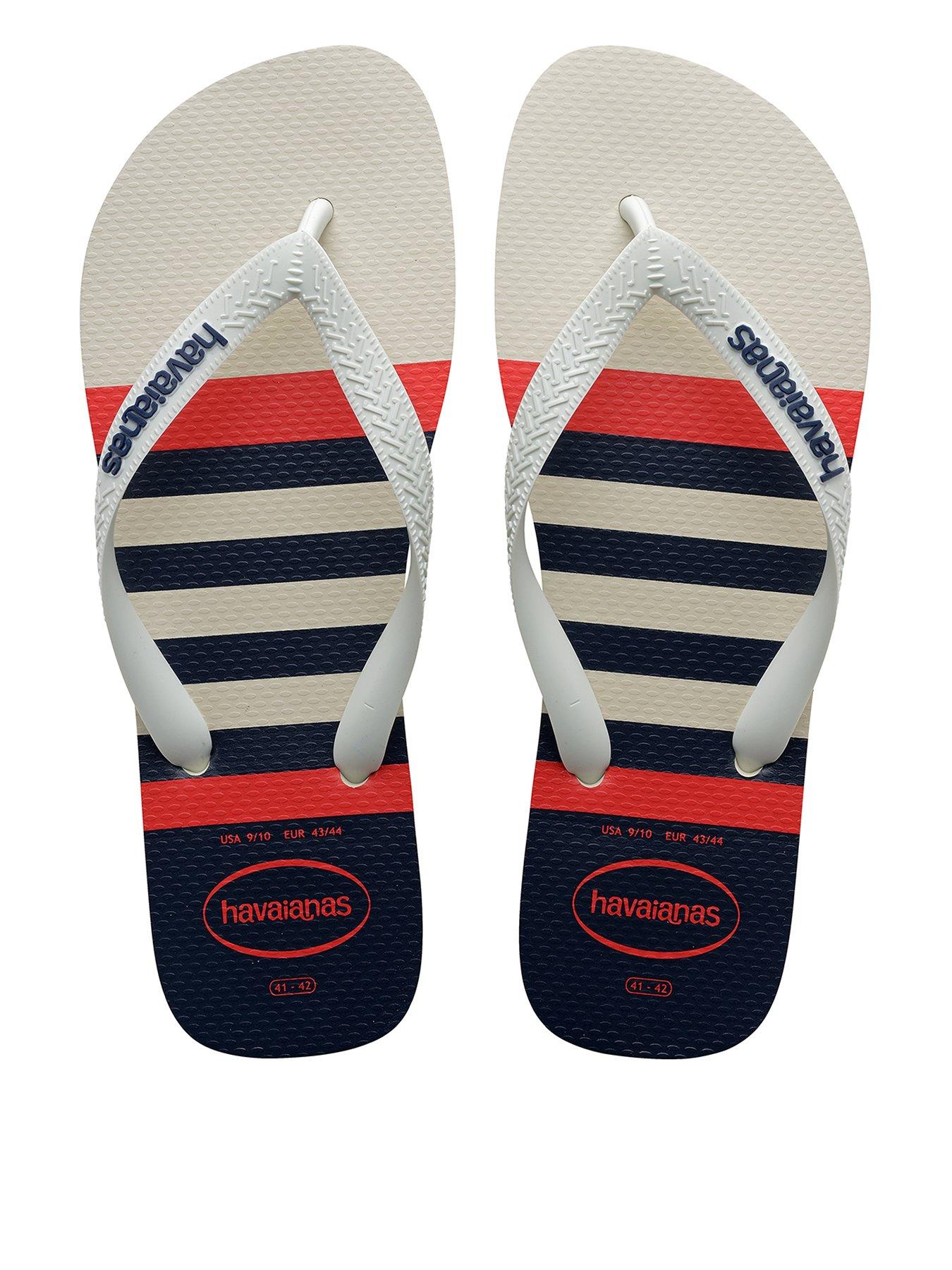 Image 1 of 6 of Havaianas Top Nautical Flip Flops - White/Navy