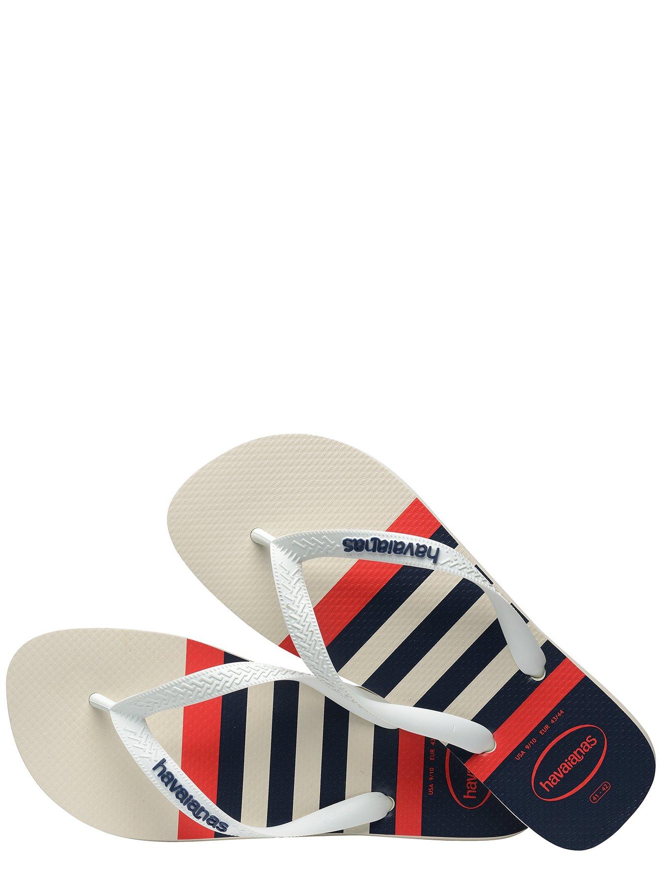 Image 4 of 6 of Havaianas Top Nautical Flip Flops - White/Navy