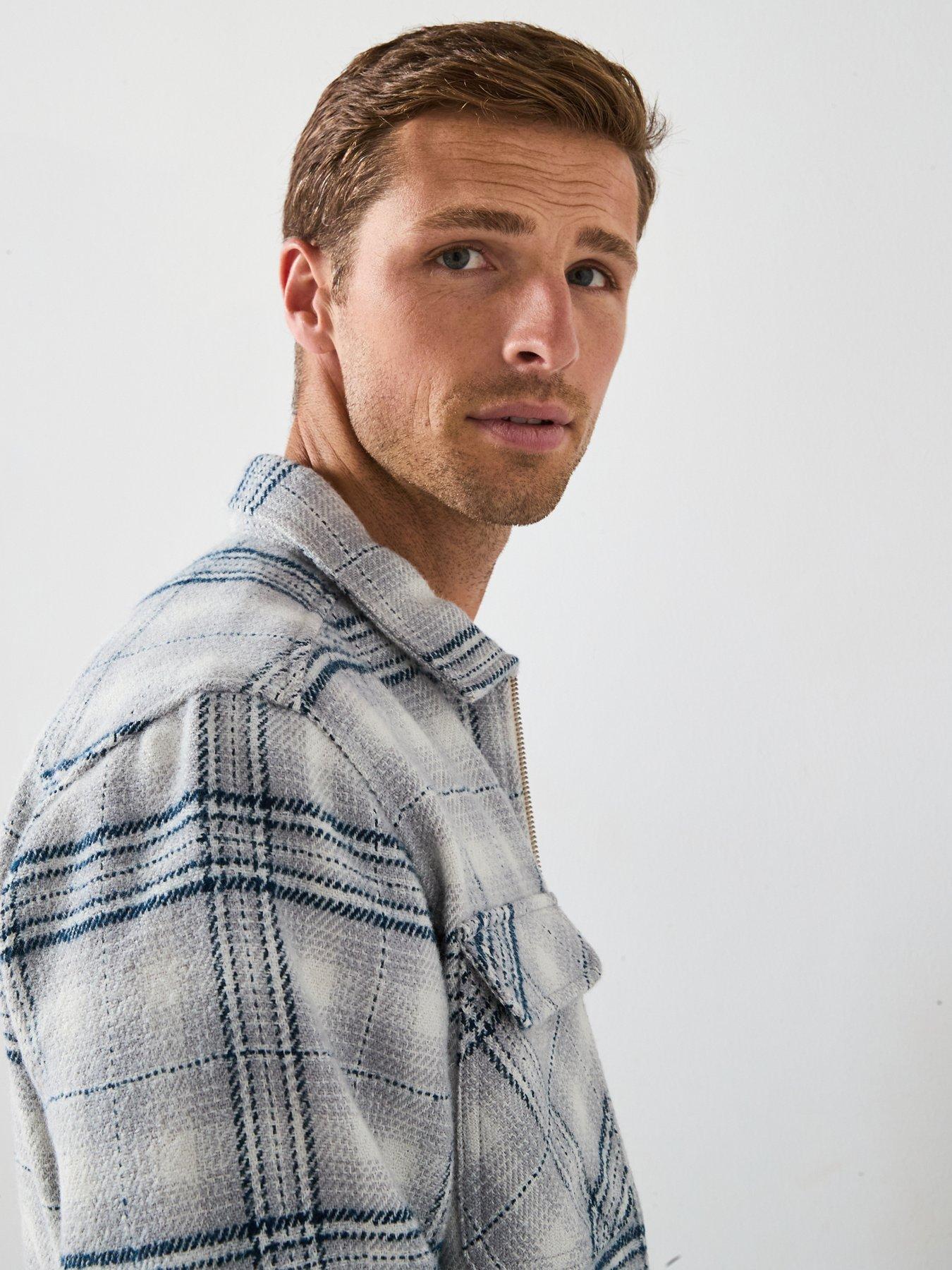 Image 4 of 6 of Very Man Check Zip Shacket - Blue